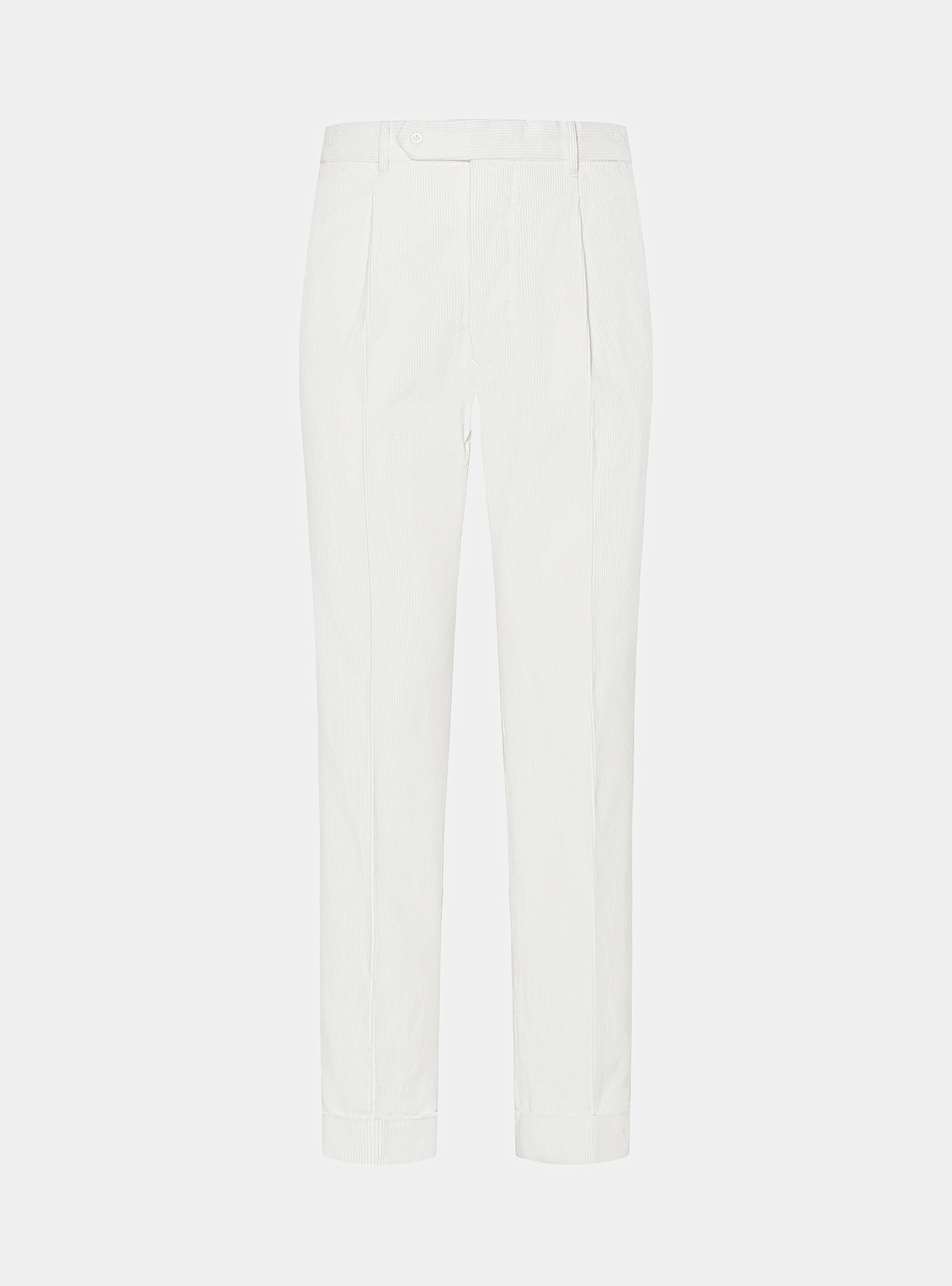 Pantaloni con pince in velluto, BIANCO