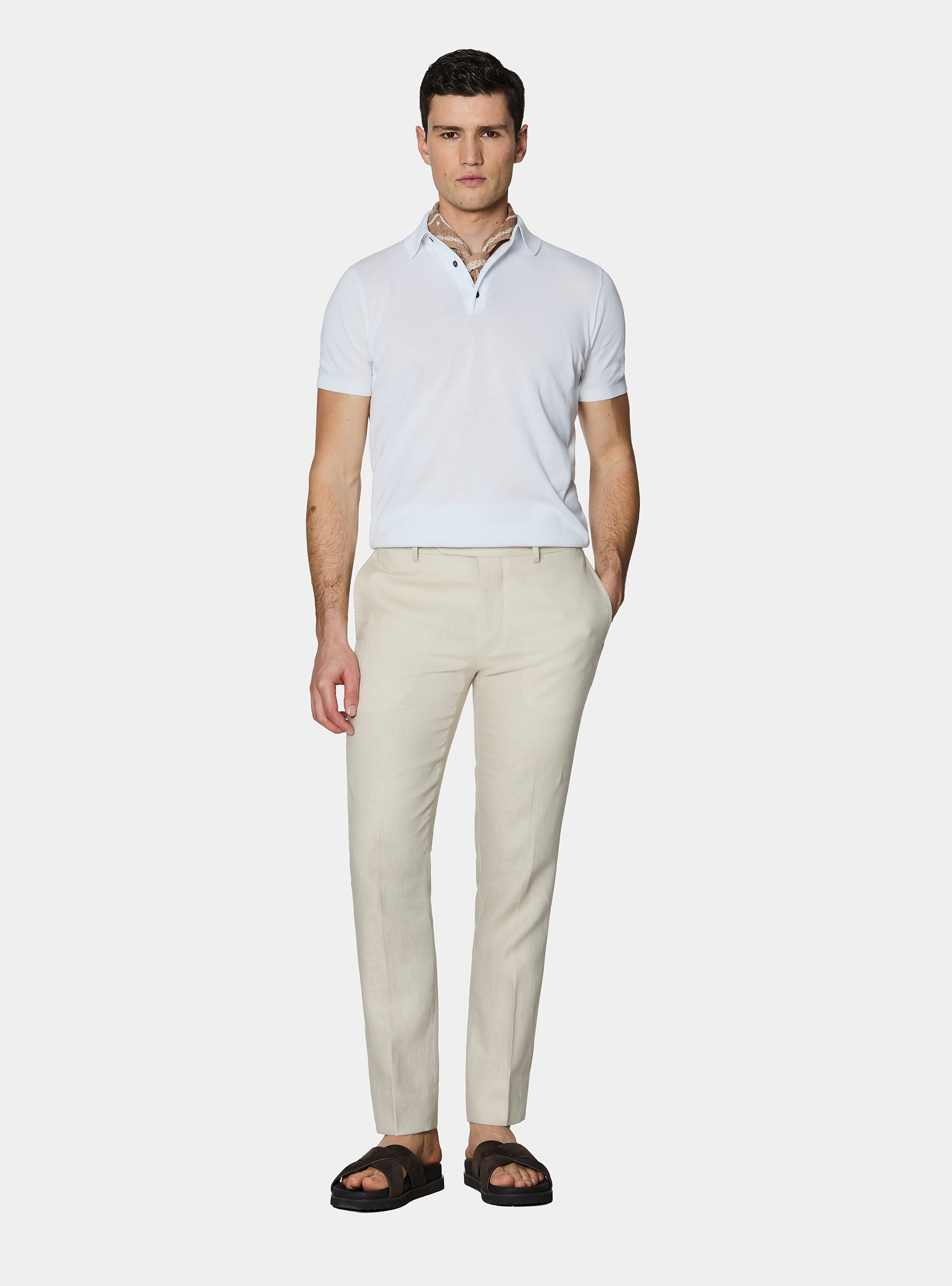 Pure linen suit trousers, ECRU