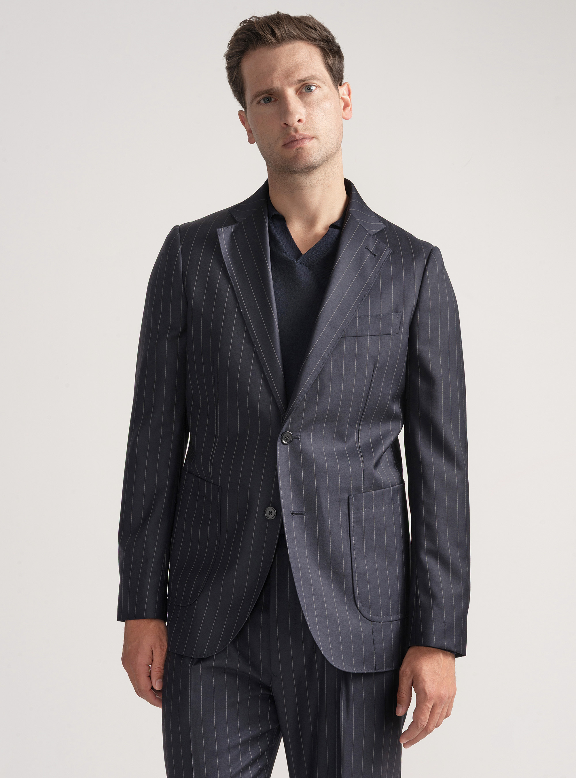 Giacca per abito gessato in pura lana Vitale Barberis Canonico, BLU NAVY