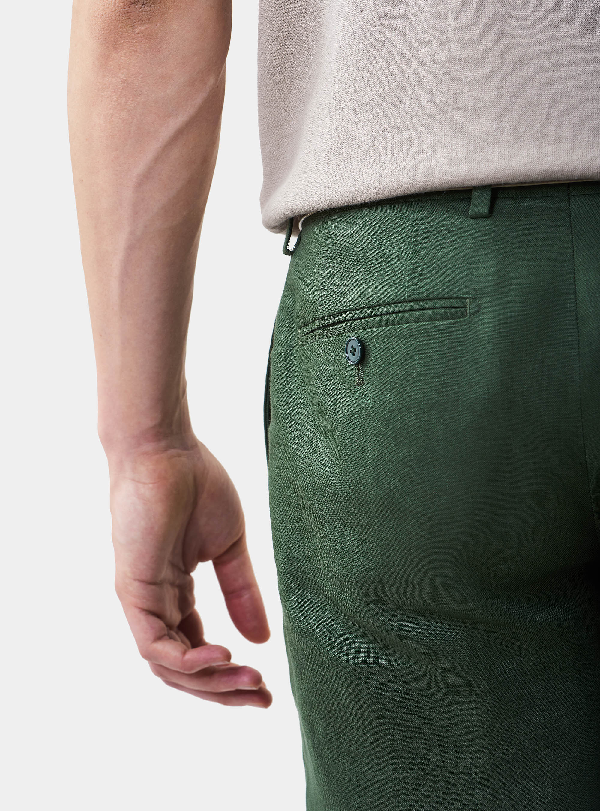 Pantaloni per abito in puro lino, VERDE
