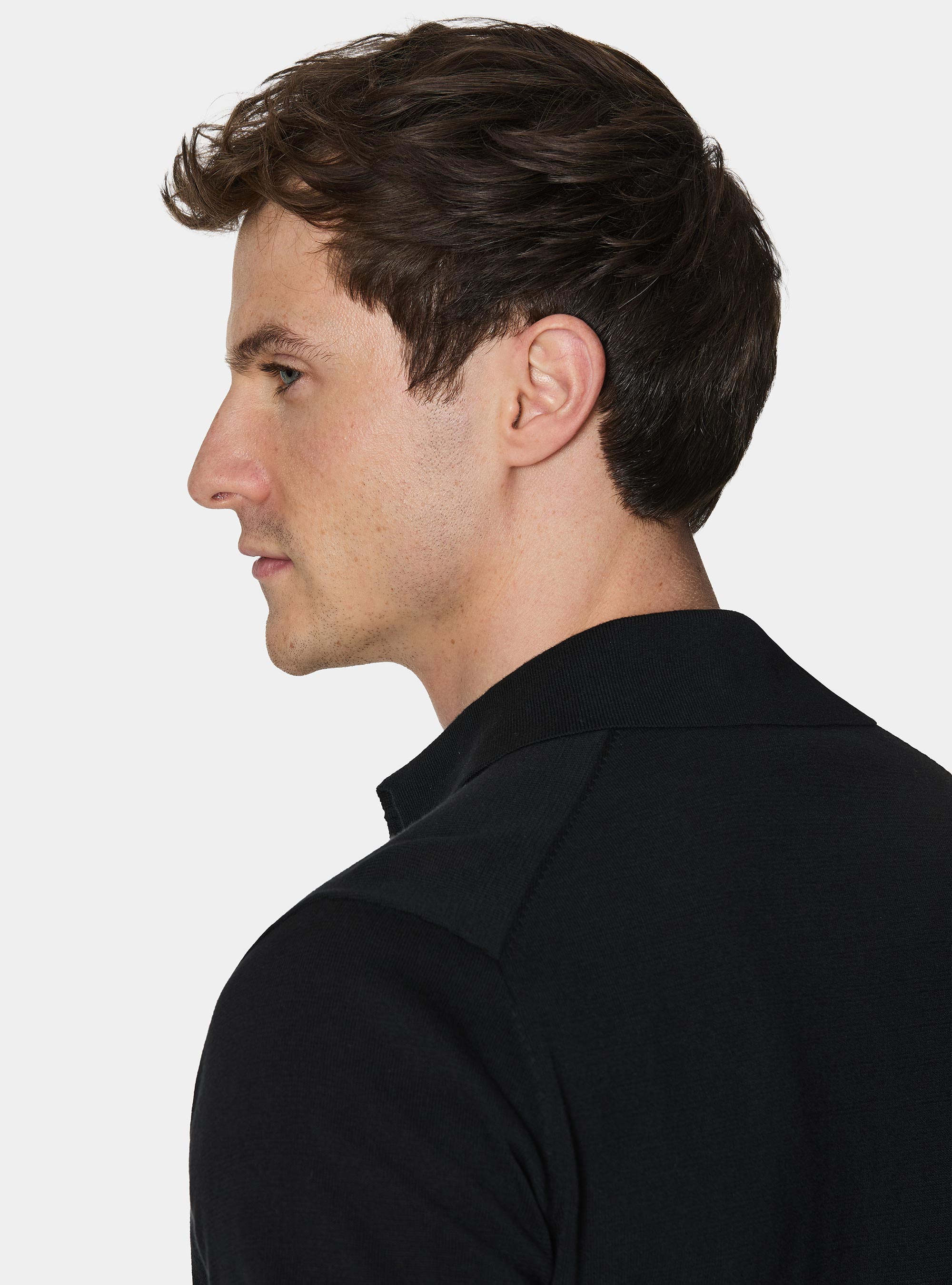Polo de punto de algod&oacute;n extrafino, NEGRO