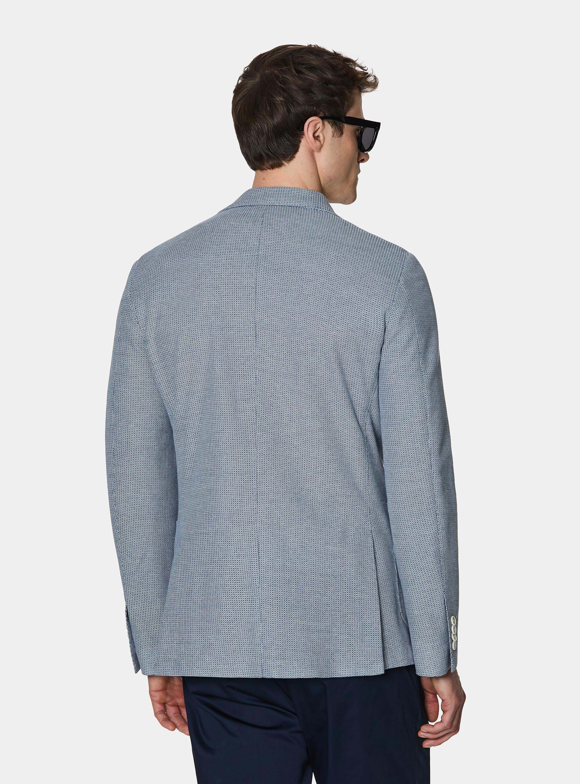 Micro-knit cotton jersey blazer, BLUE