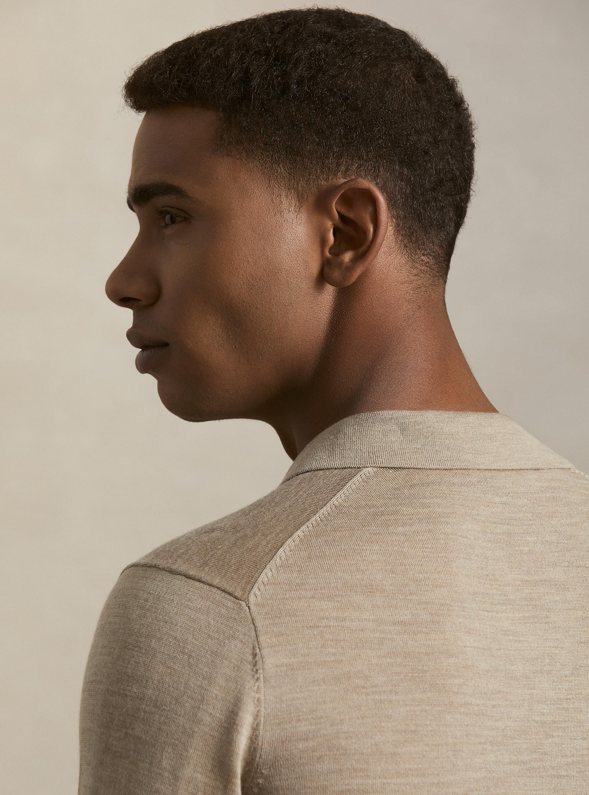 Buttonless merino polo, FANGO 0555C