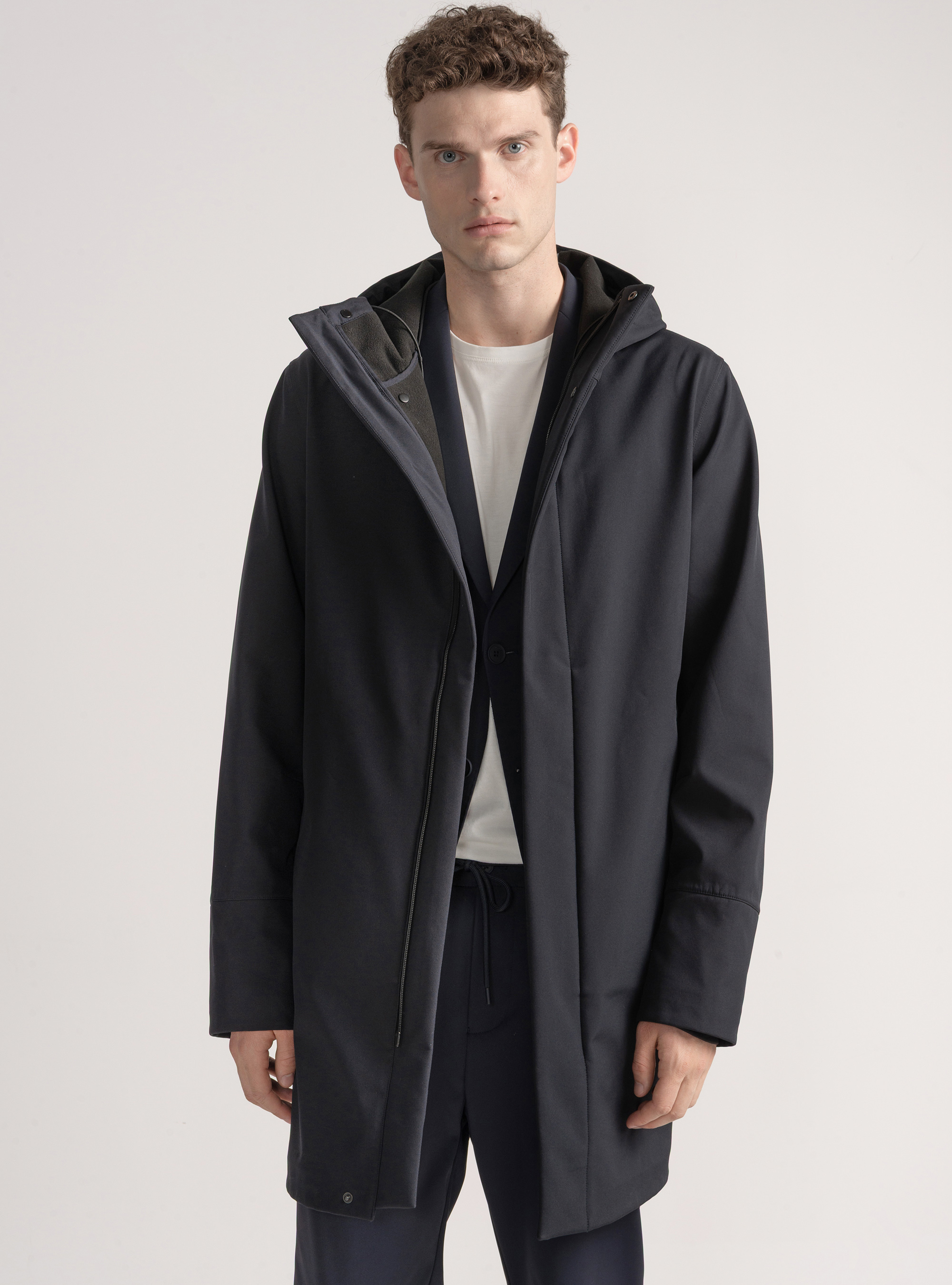 Blouson technique longue avec capuche, BLEU MARINE