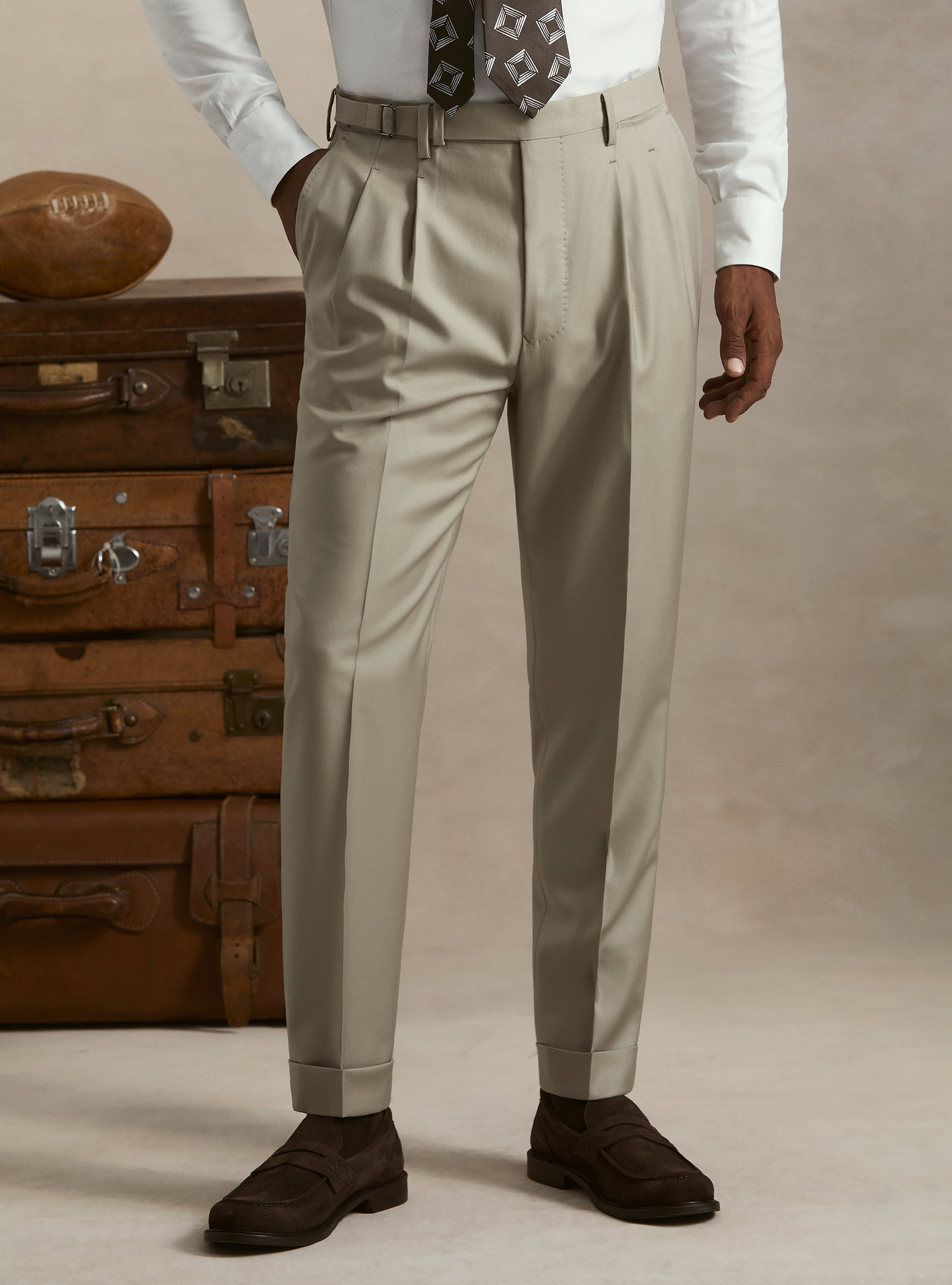 Vitale Barberis Canonico wool pleated trousers, SABBIA 0591C
