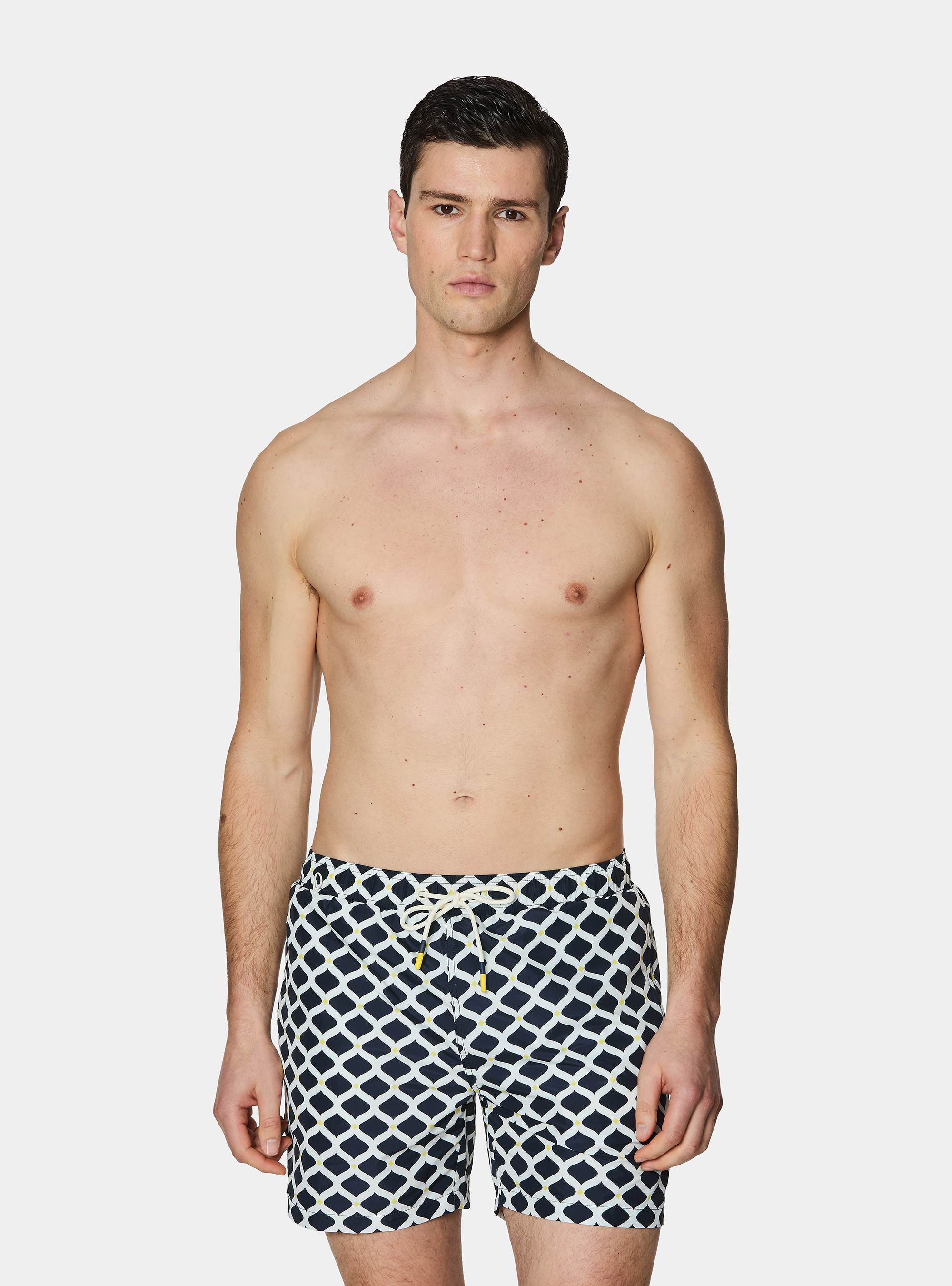 Badeanzug mit geometrischem Print, NAVY 0218C