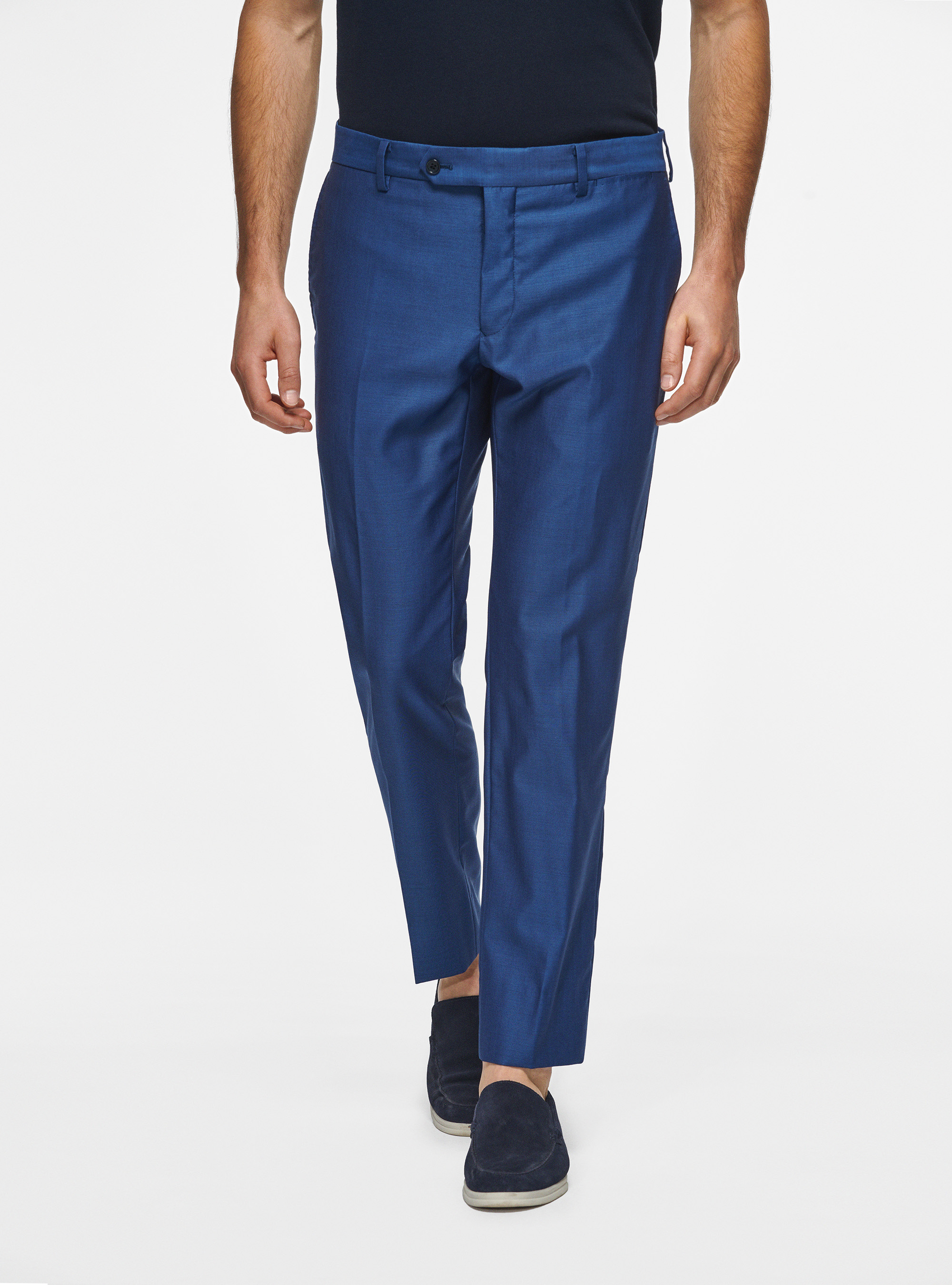 Trousers in pure 110's superfine wool, BLUE