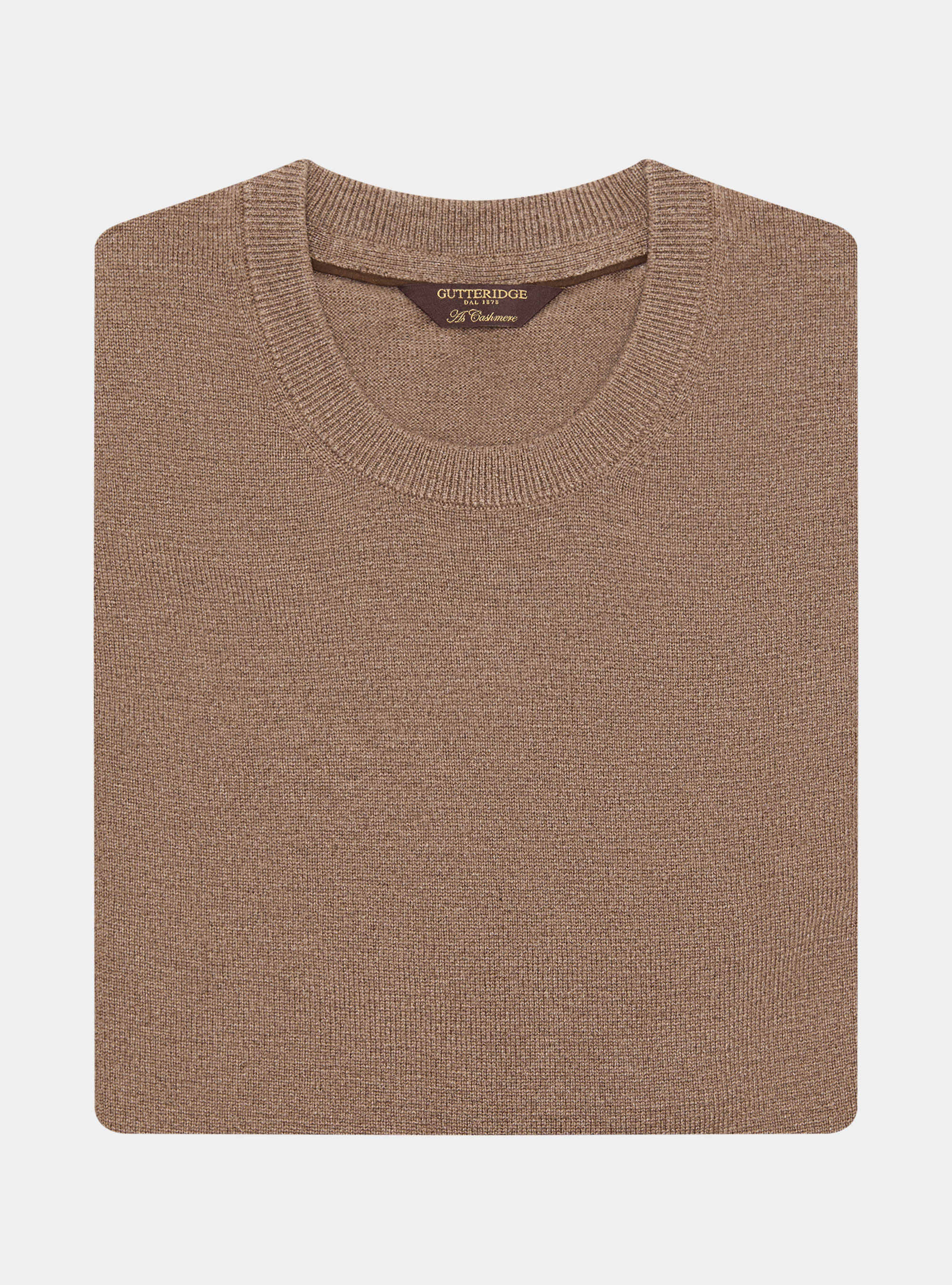 Maglia girocollo in misto lana, FANGO