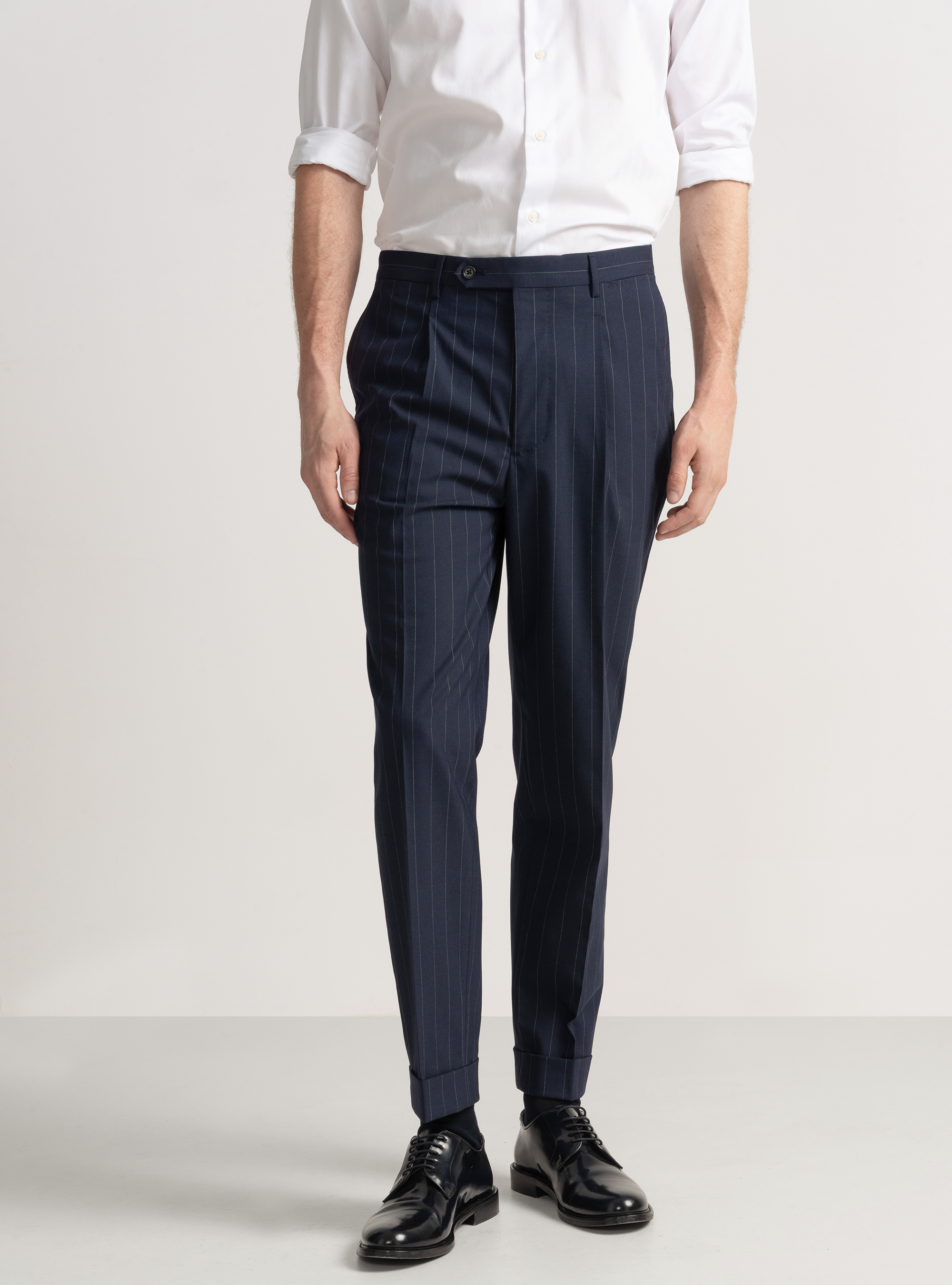 Pantalones de traje de raya diplom&aacute;tica, AZUL MARINO