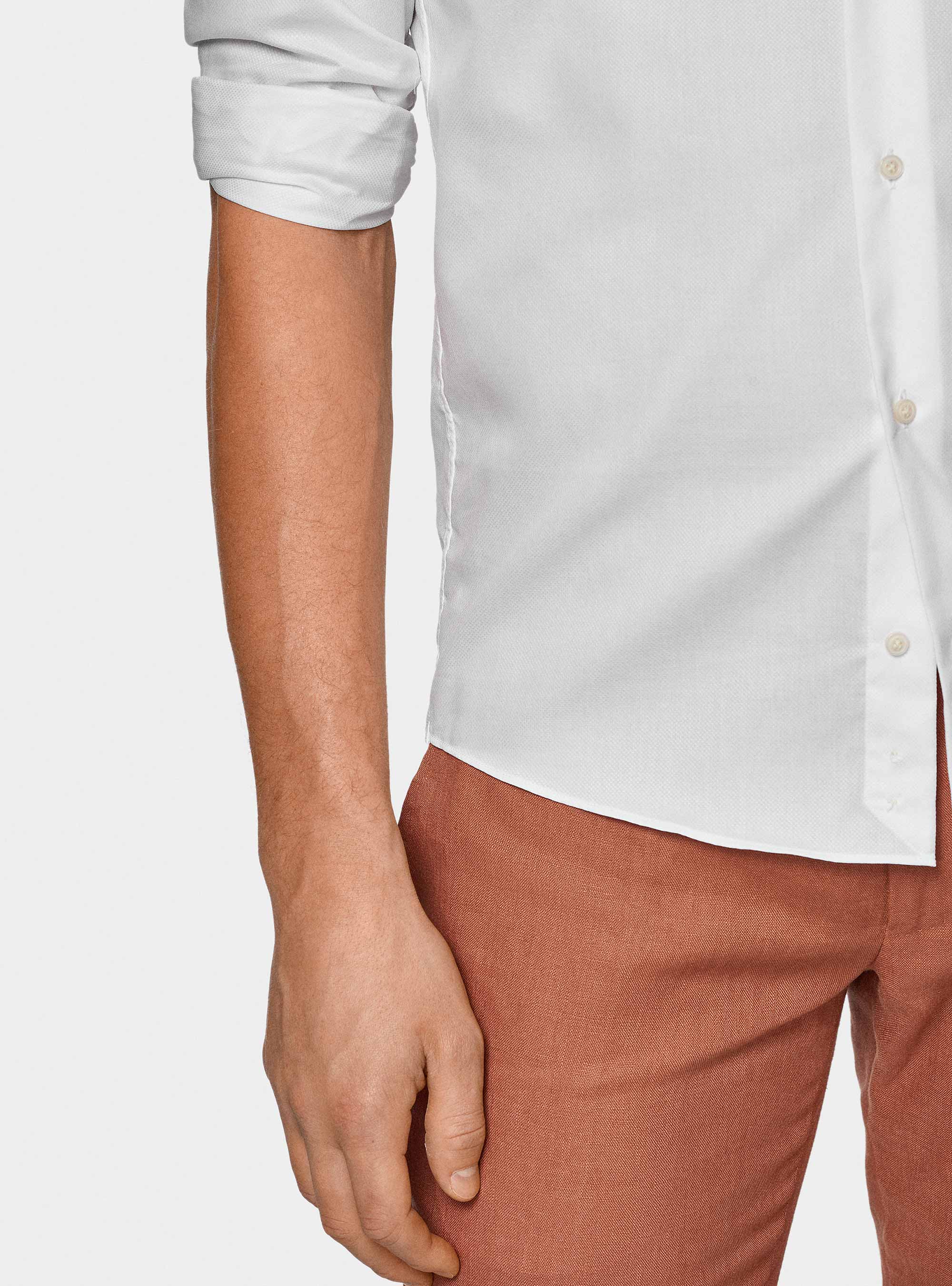 Knitted shirt in pure cotton, WHITE