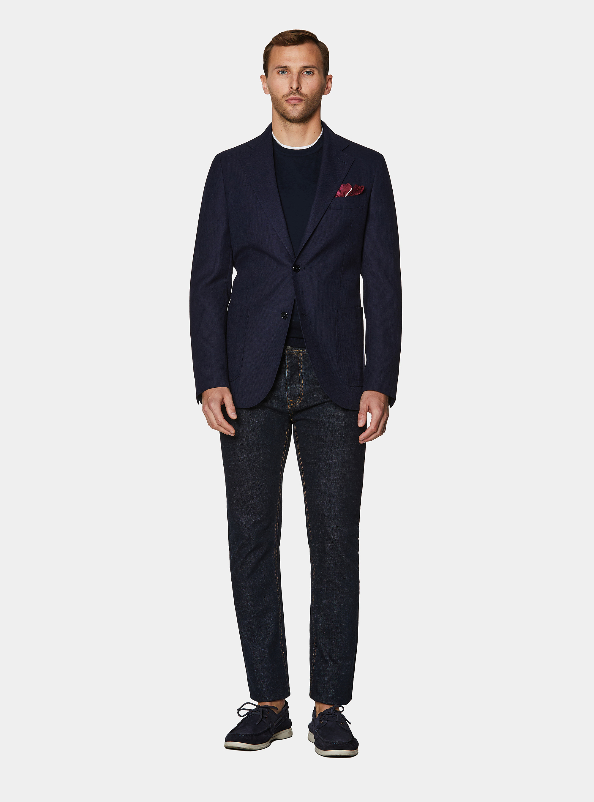 Pure wool hopsack blazer, NAVY BLUE