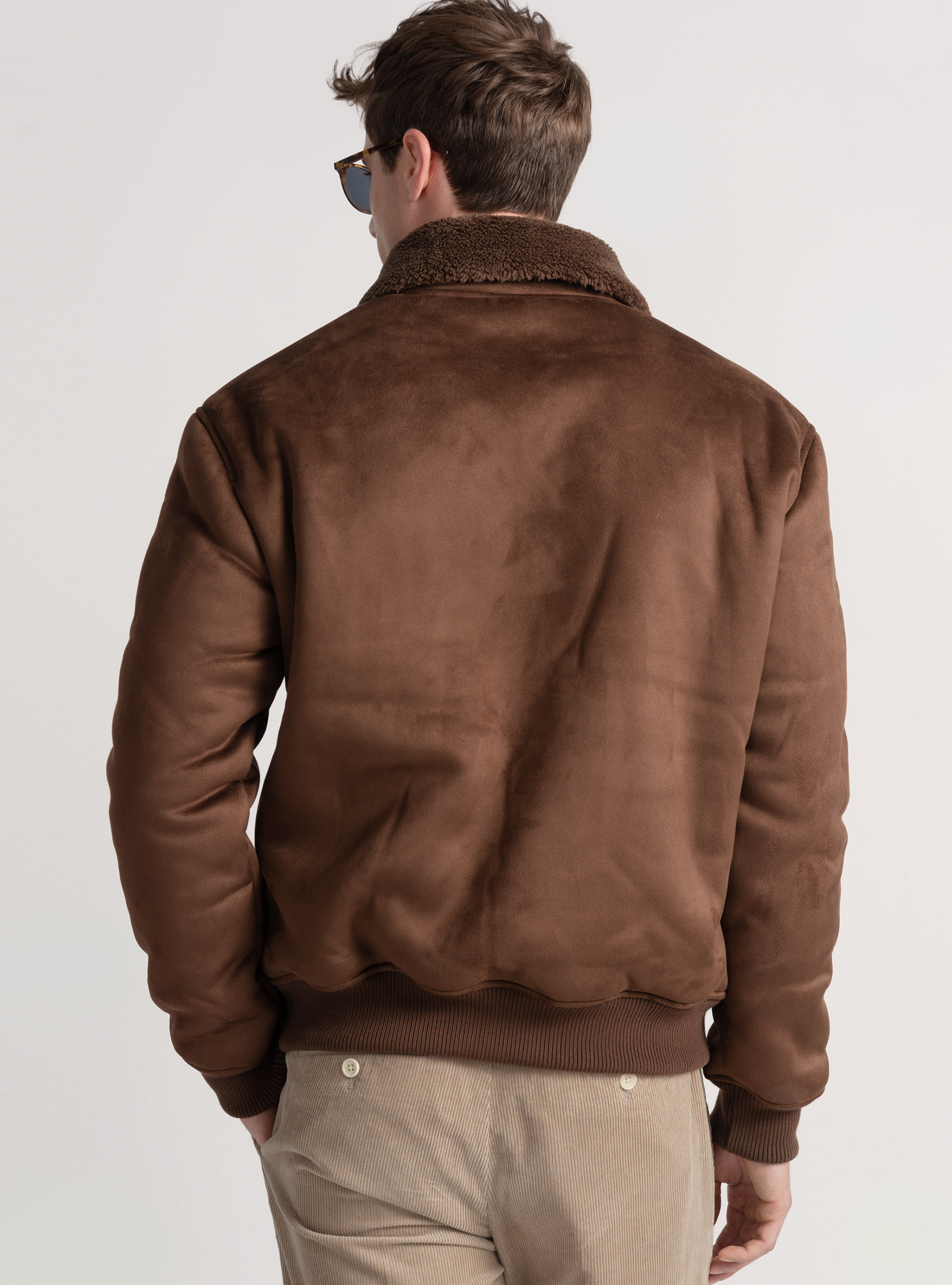 Suede effect bomber, BROWN