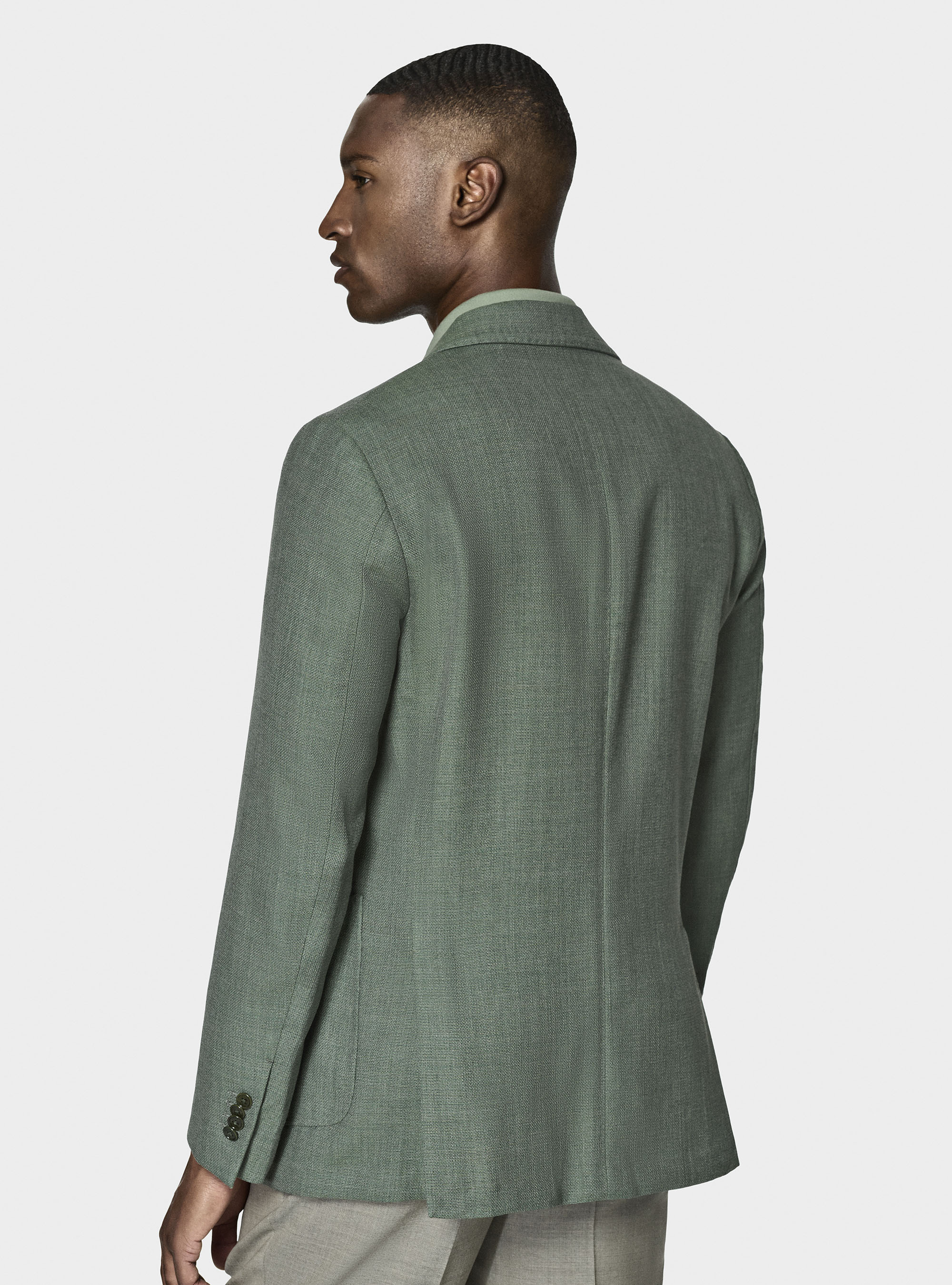Micro-textured pure wool blazer, SALVIA 0602C