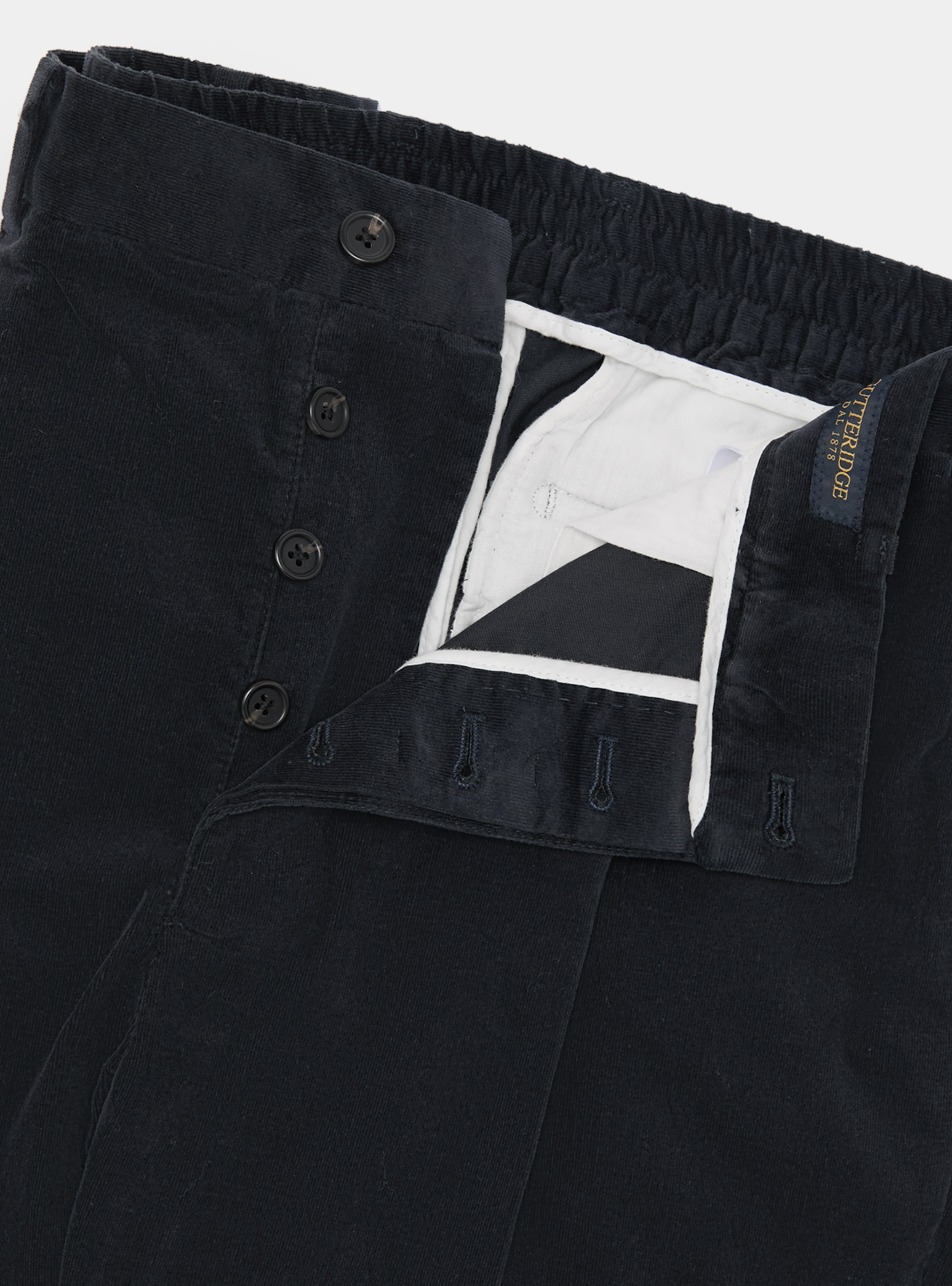 Corduroy milleraies striped elastic trousers, NAVY BLUE
