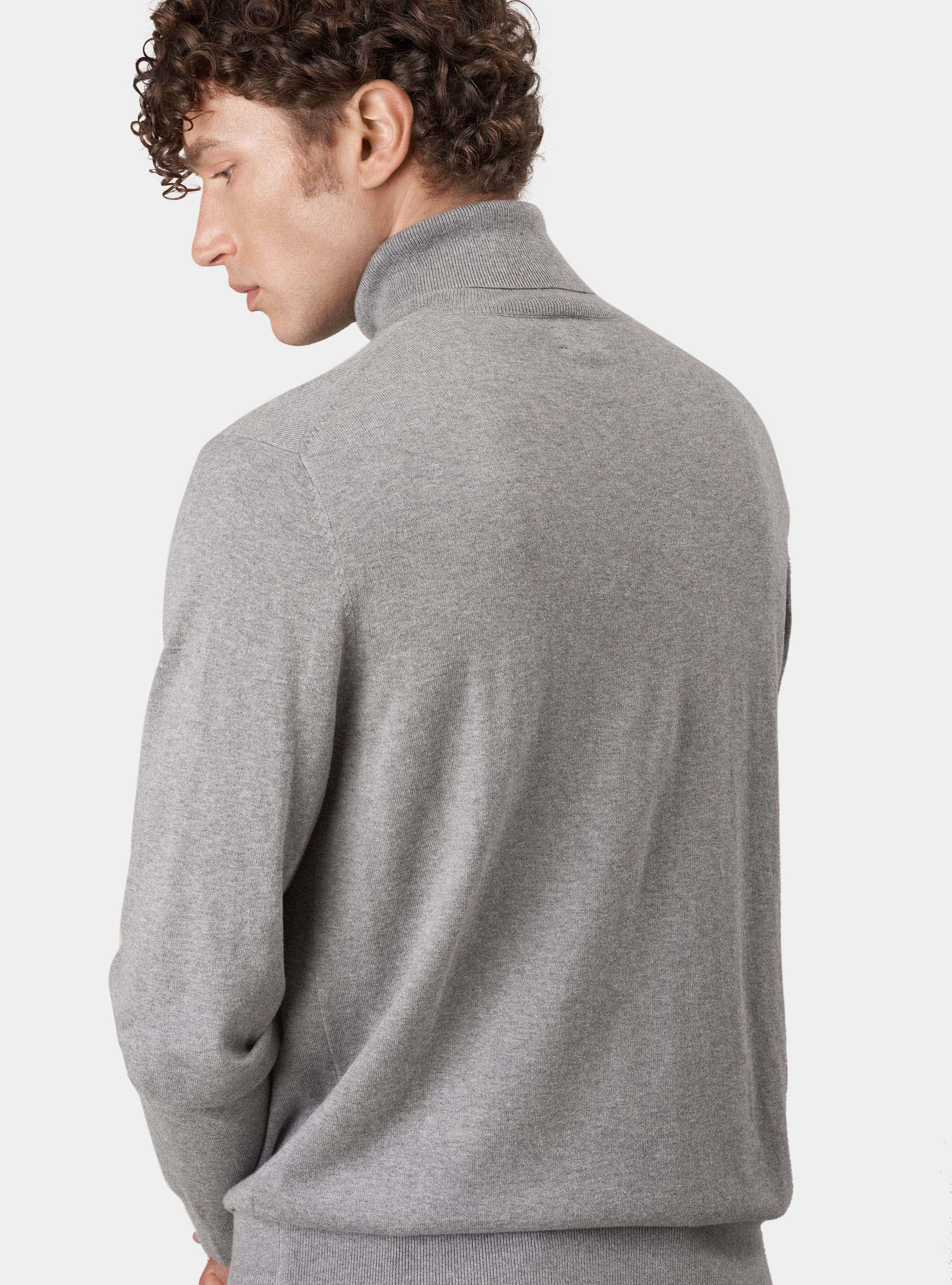 Pull &agrave; col roul&eacute; en soie de coton et cachemire, GRIS CLAIR M&Atilde; LANG&Atilde;