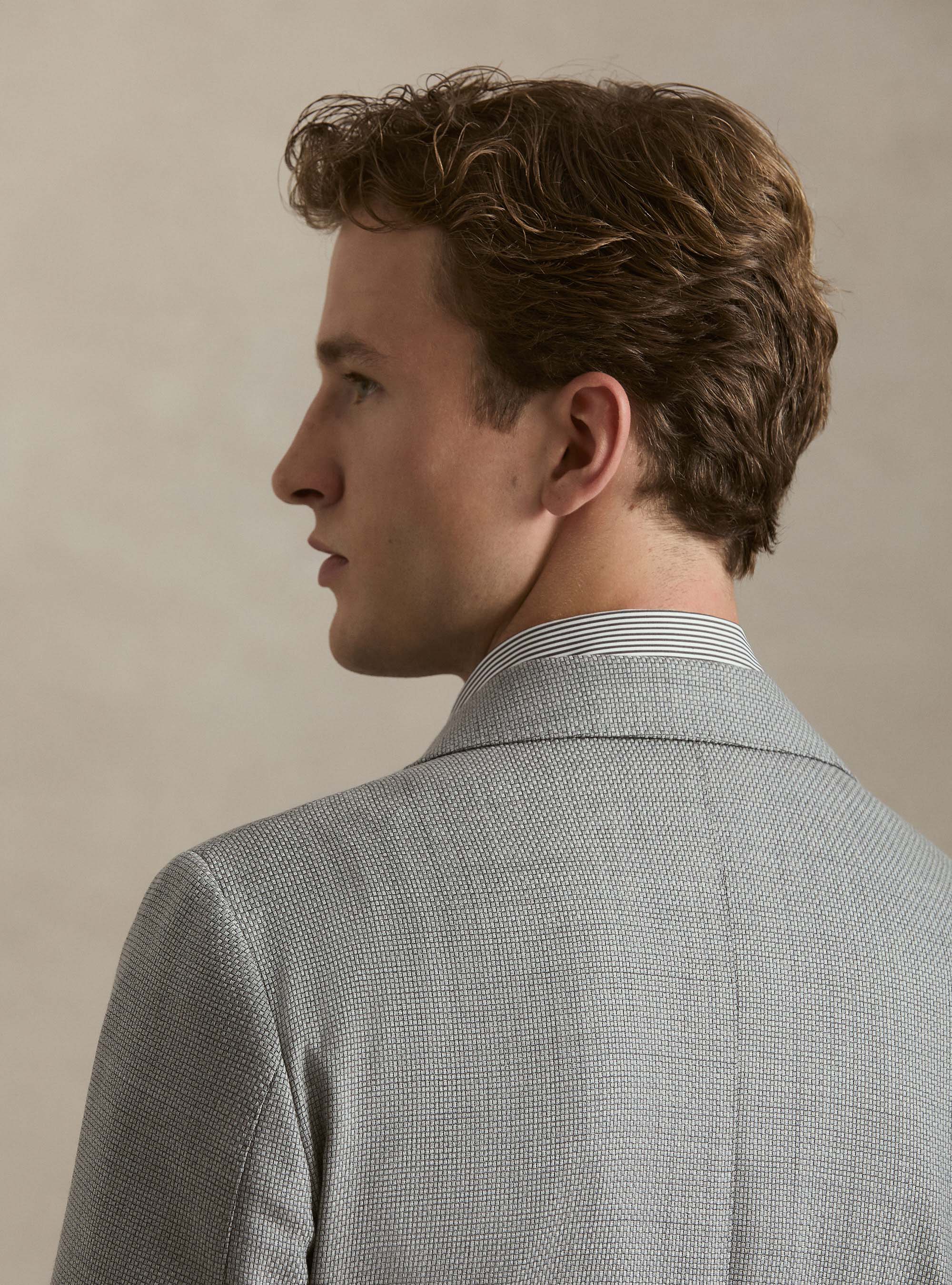 Wool Hopsack Blazer, GREY