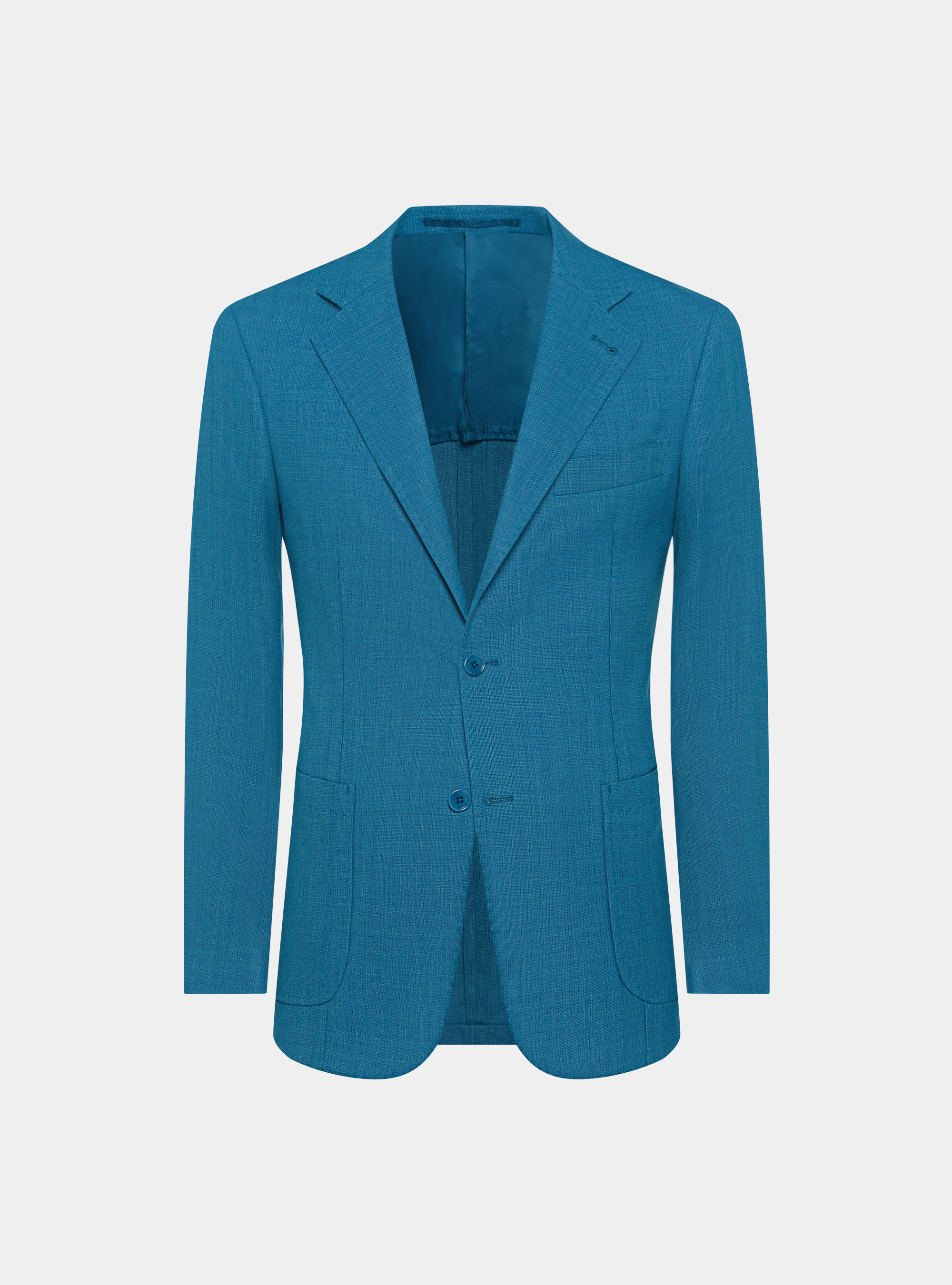 Micro-textured pure wool blazer, PETROL