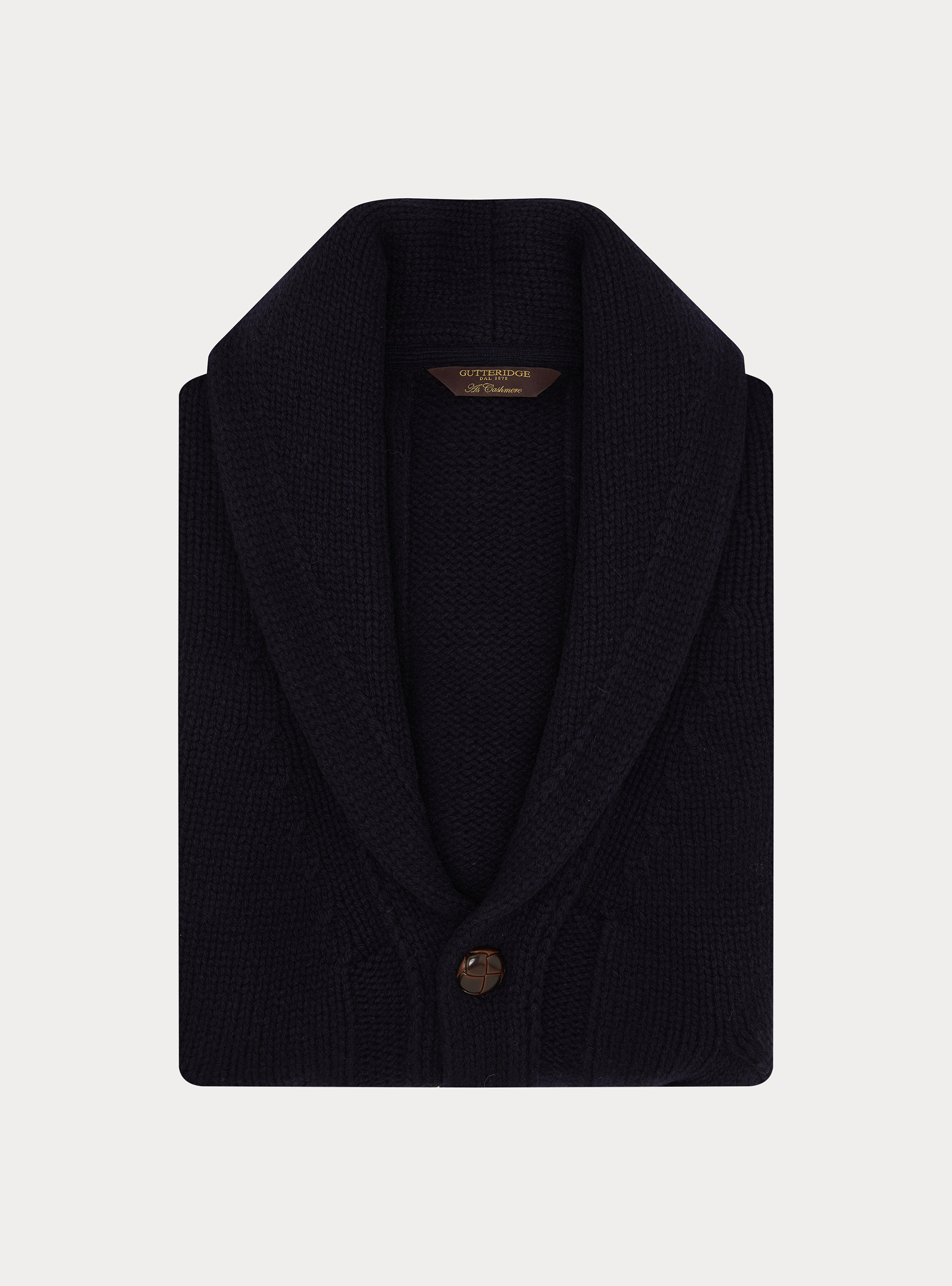 Cardigan sciallato con treccia in lana lambswool e cashmere, BLU NAVY
