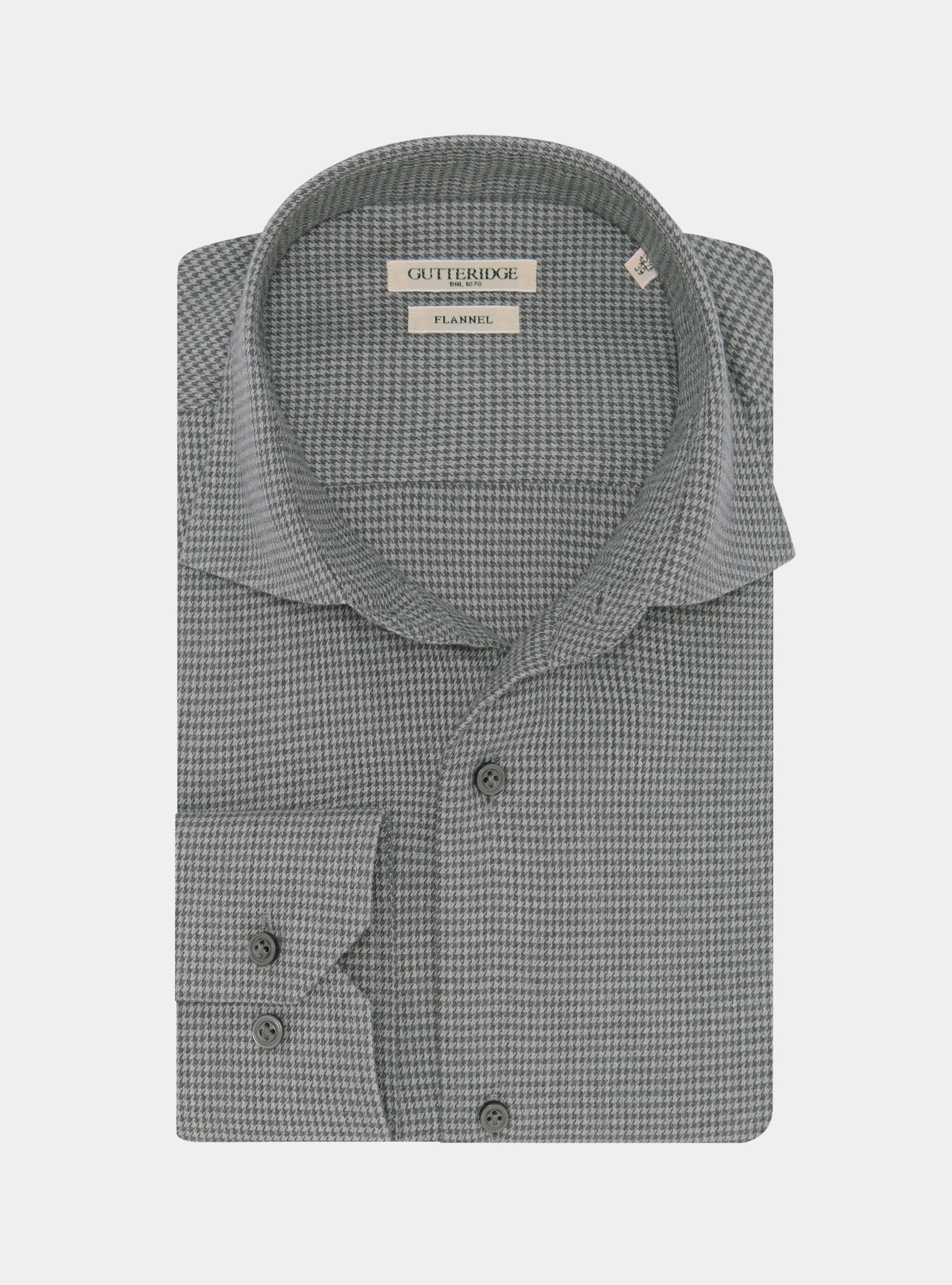 Camicia microfantasia in flanella di cotone e lana, GRIGIO CHIARO