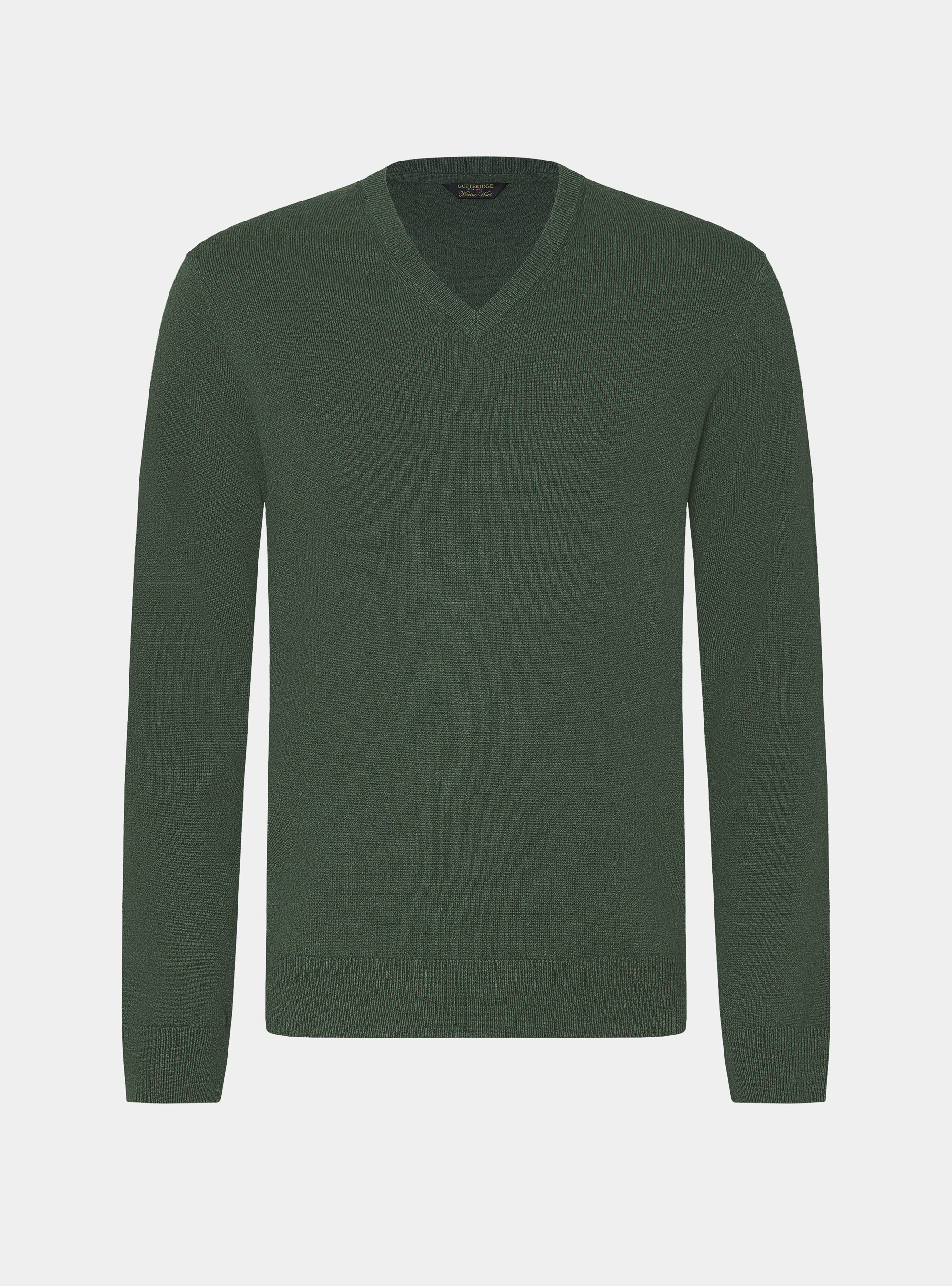 Maglia scollo a V in lana merino, MILITARE 0609C
