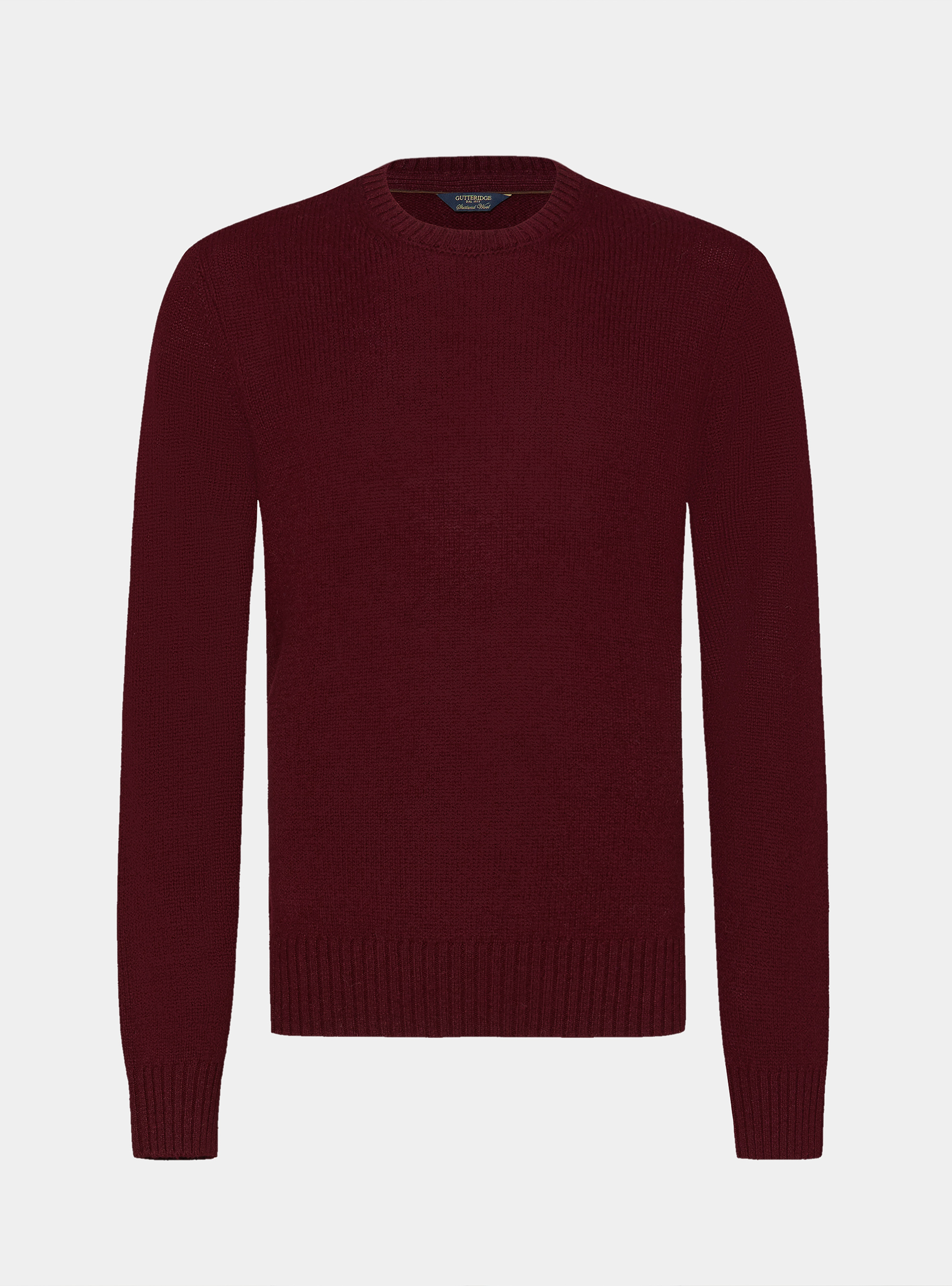 Shetland wool crew-neck sweater, BORDEAUX