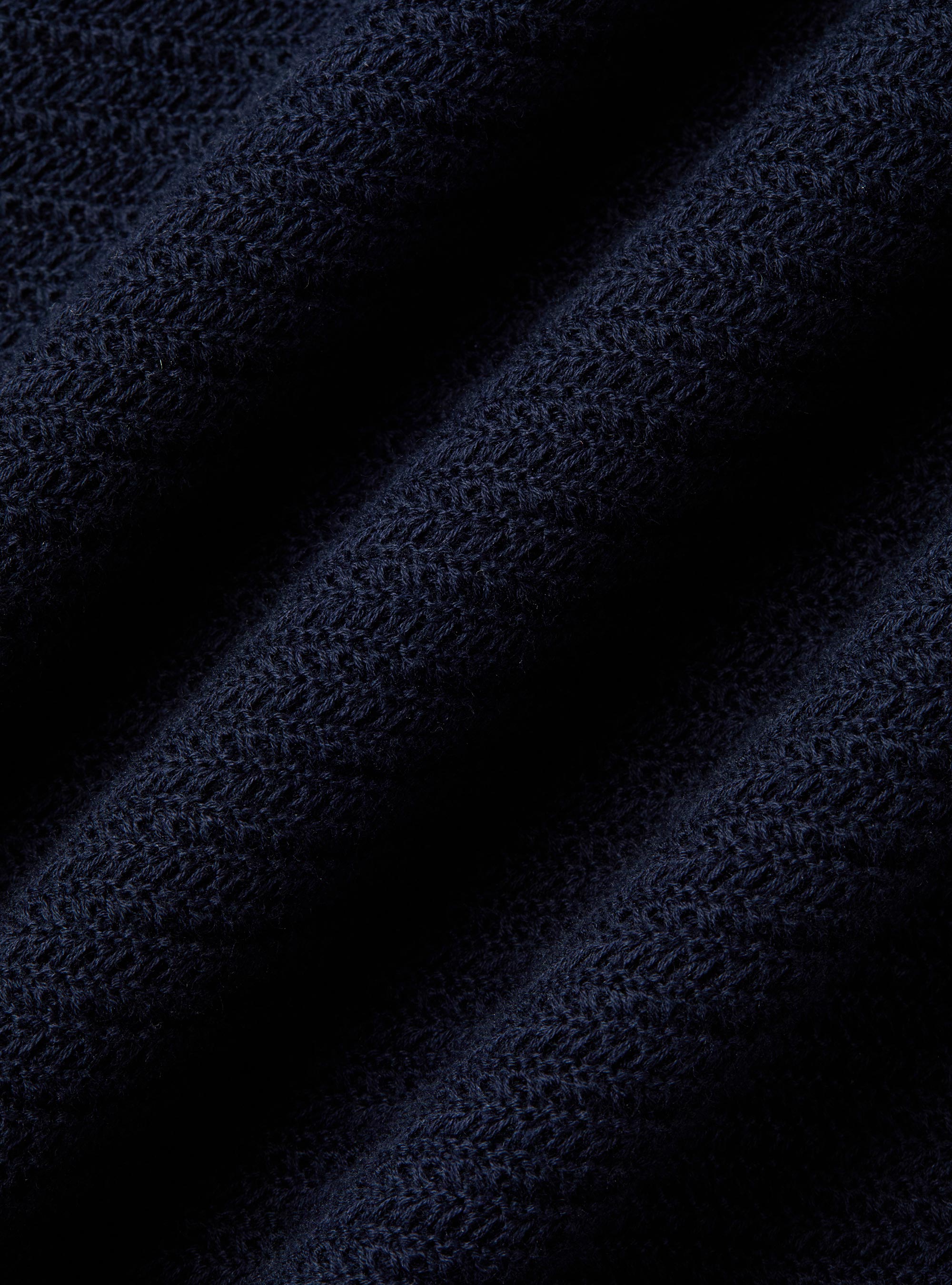 Polo en maille de coton textur&eacute;, BLEU MARINE