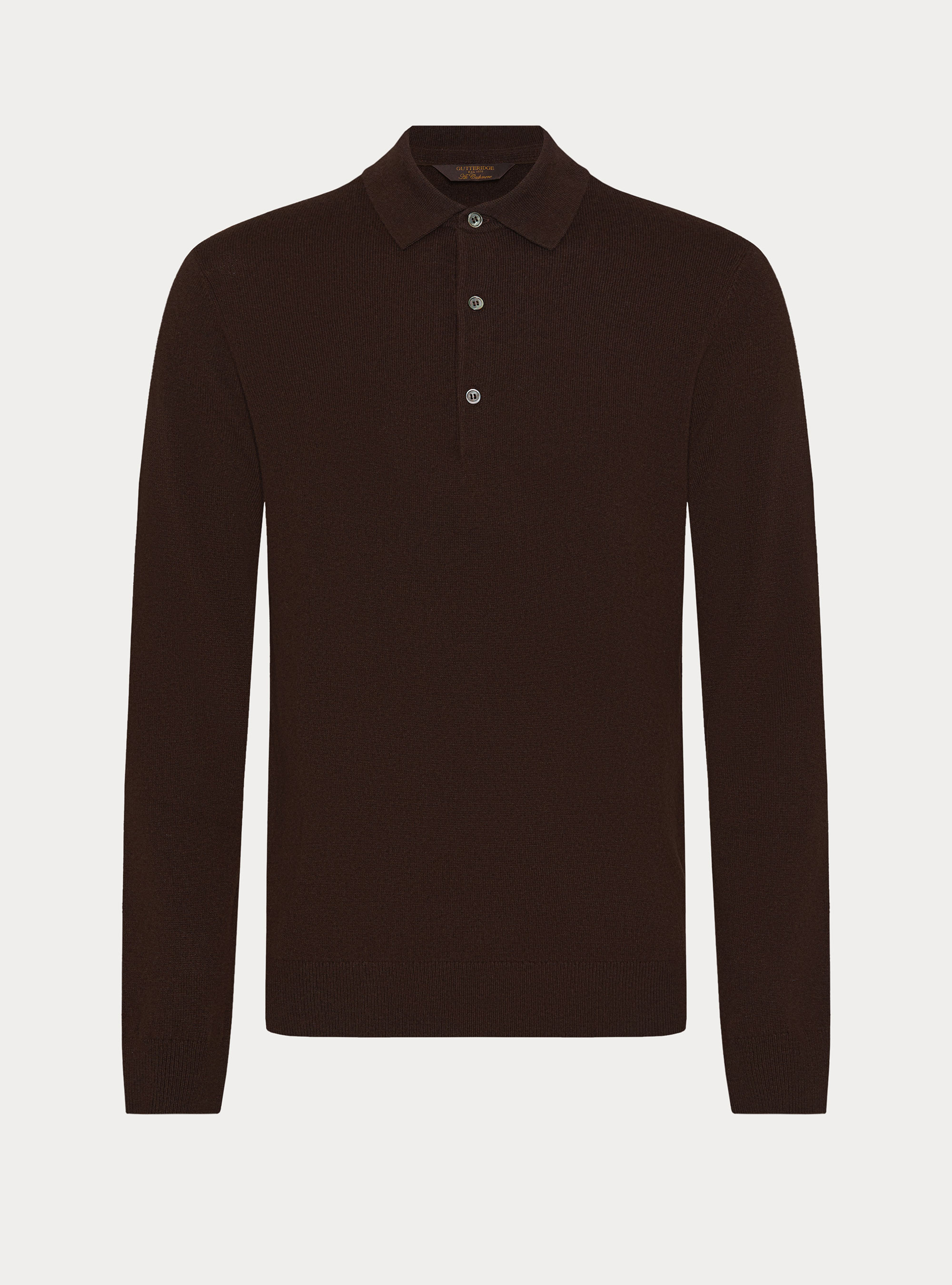 Wool and cashmere knitted polo, BROWN