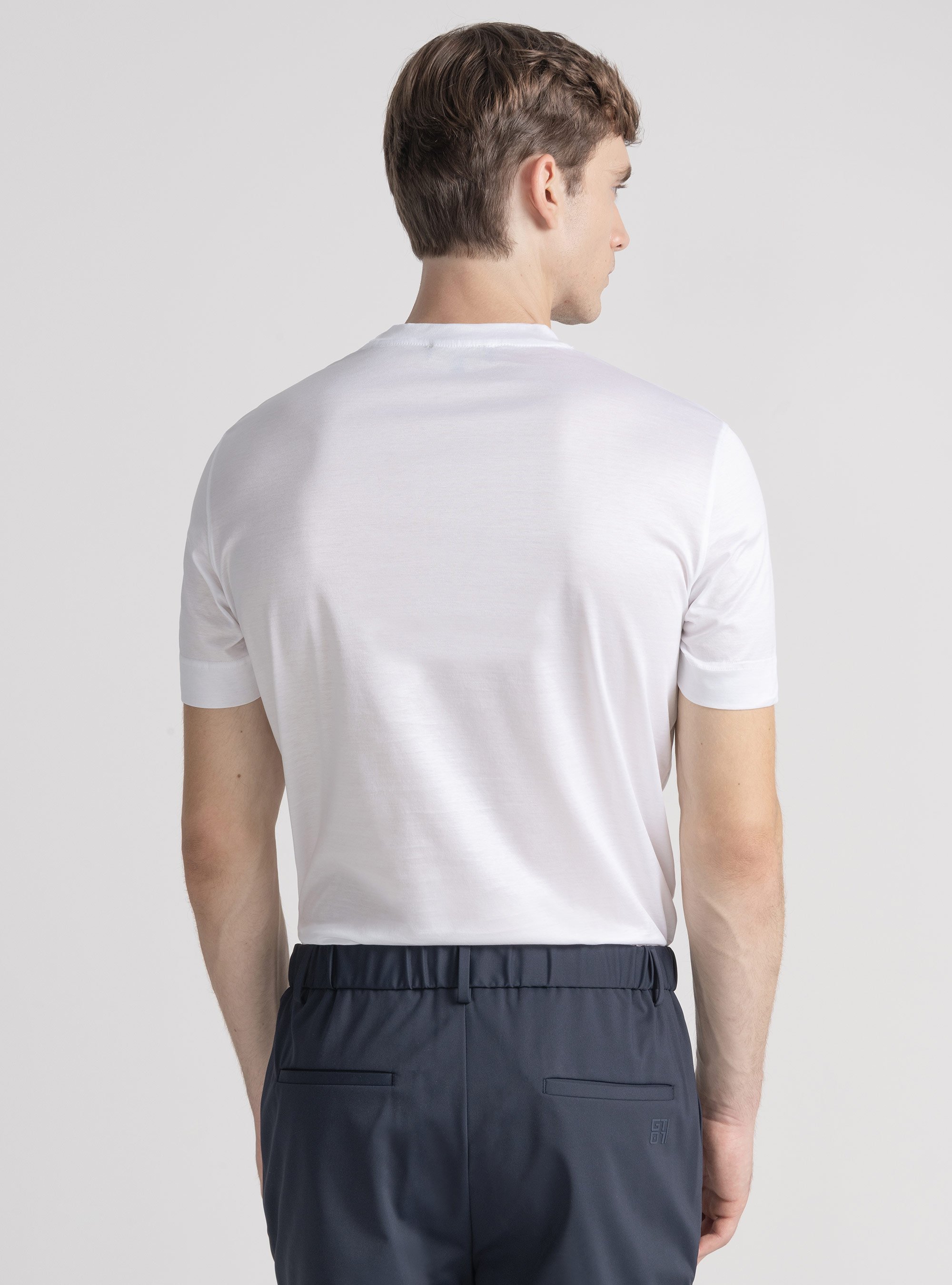 Kurz&auml;rmeliges T-Shirt aus schottischem Garn, BIANCO 0099C