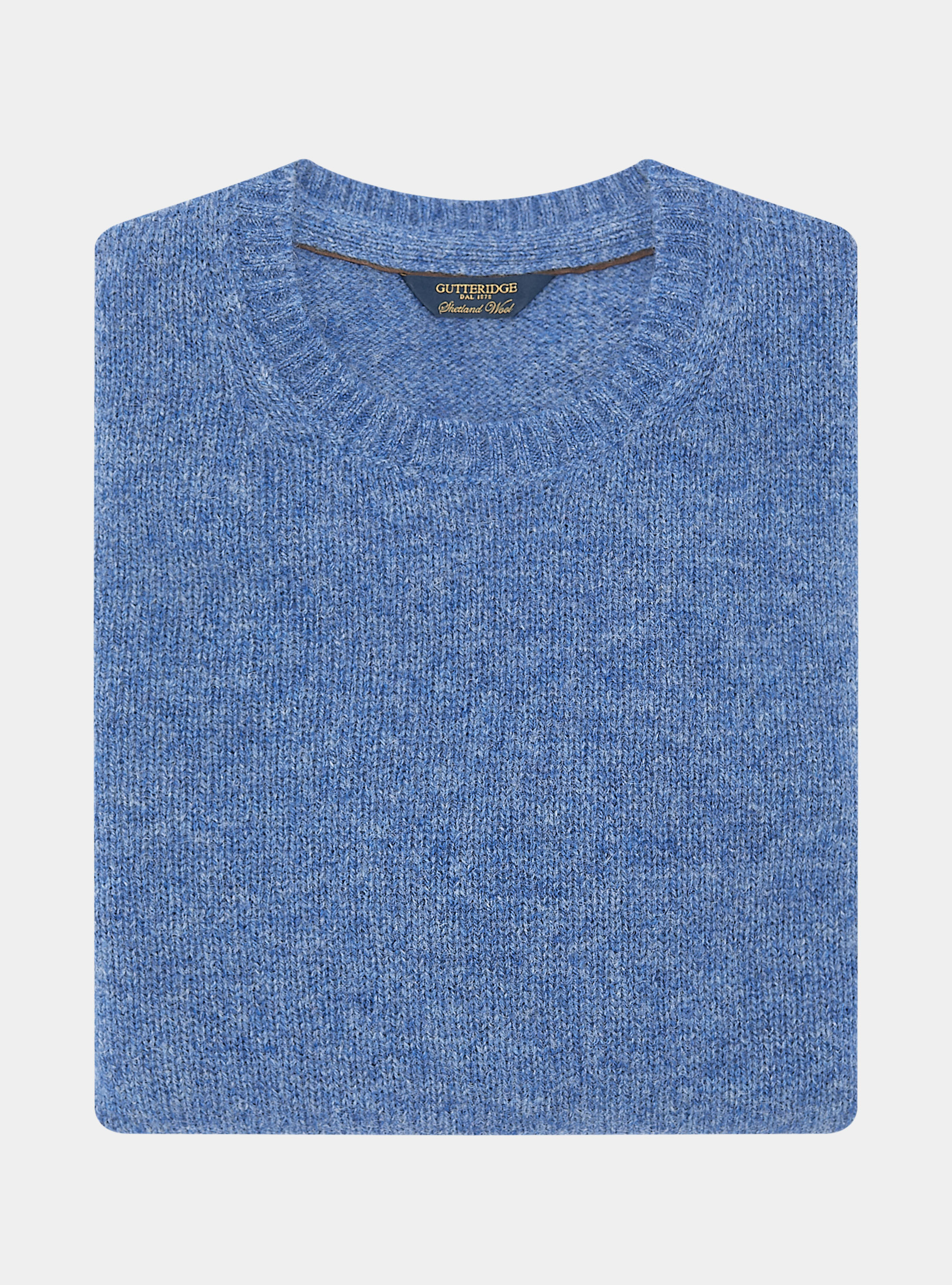 Shetland wool crew-neck sweater, 0243C DENIM