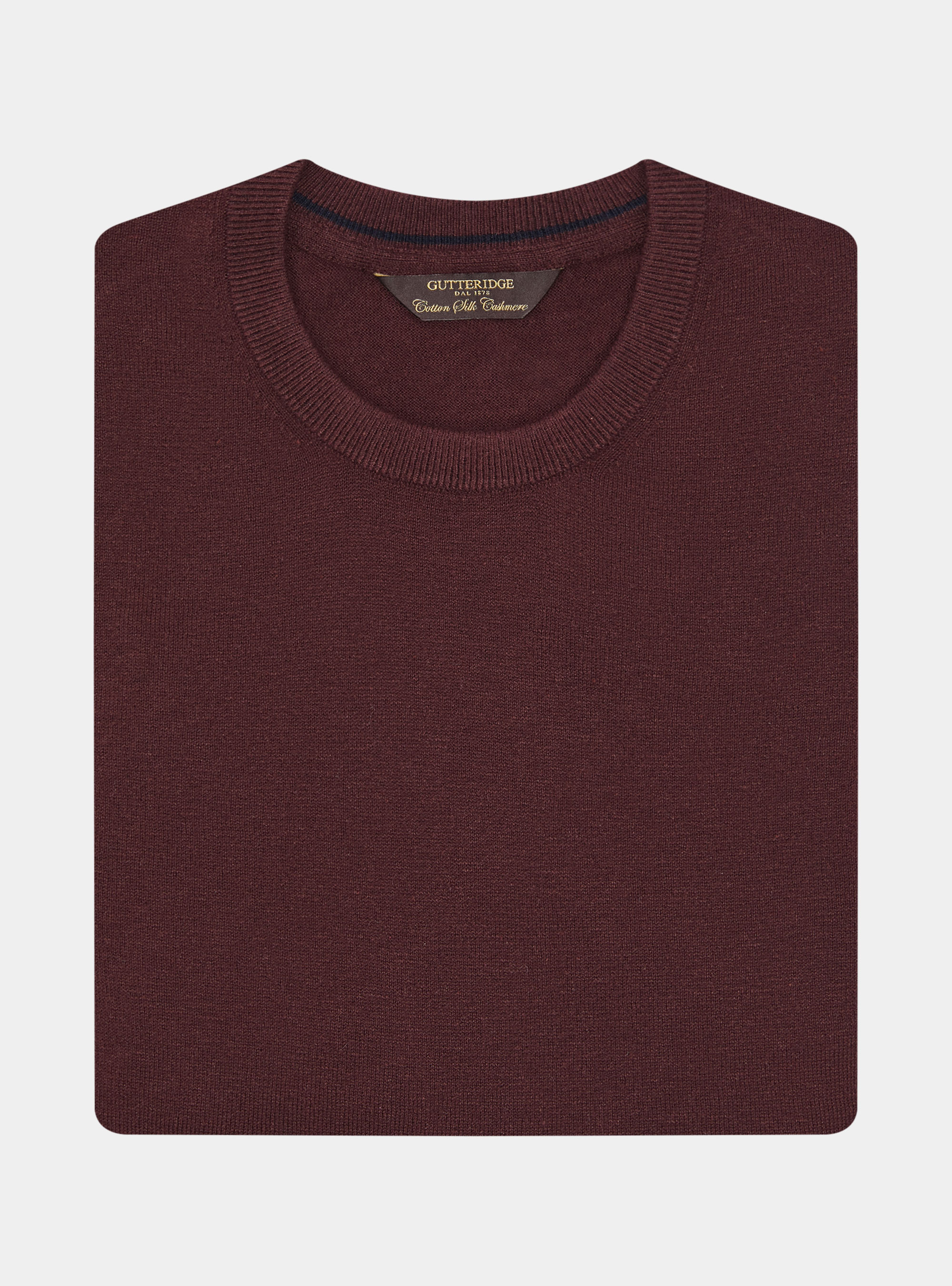 Cotton, silk and cashmere blend crewneck sweater, BORDEAUX