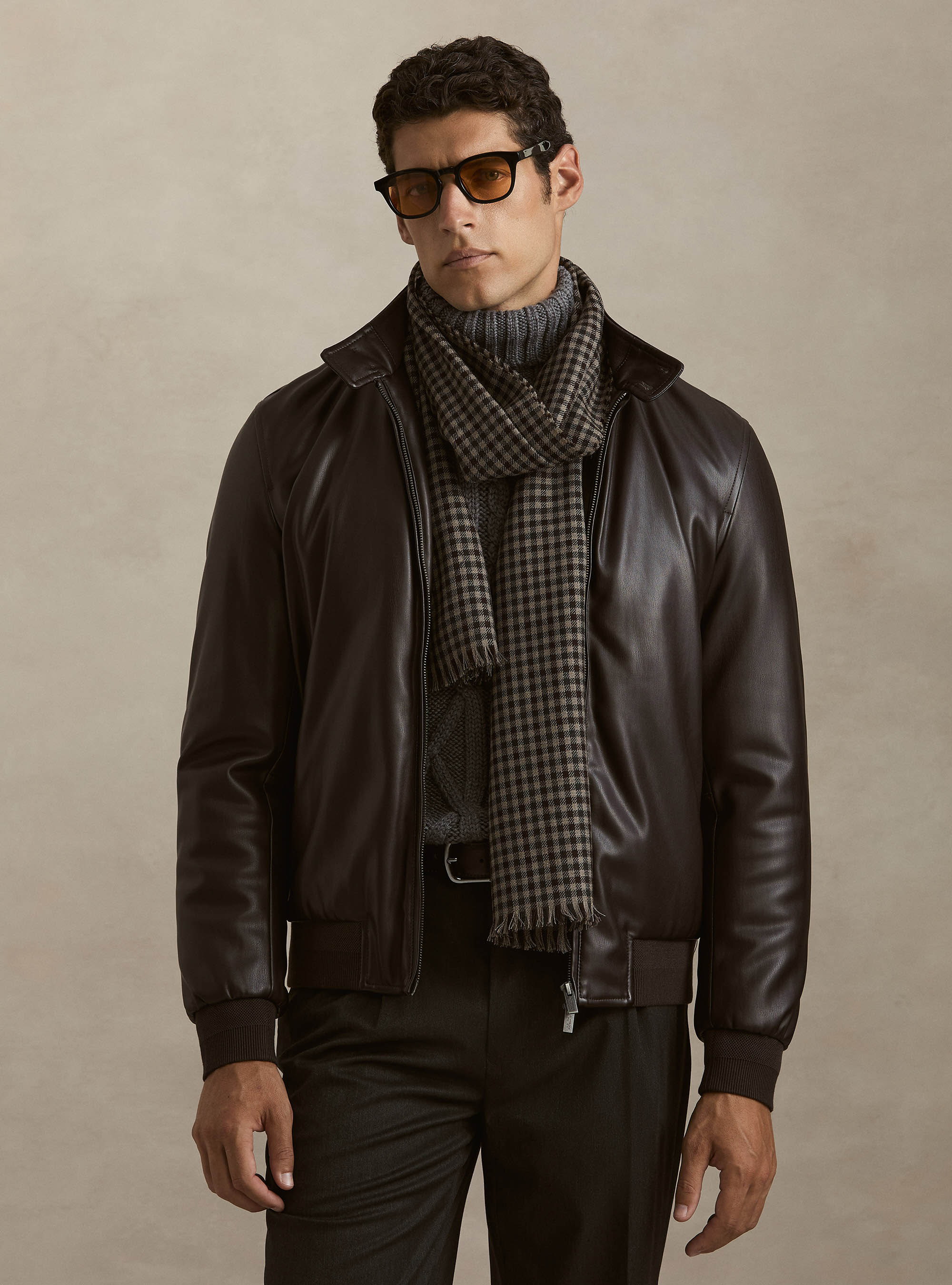 Faux leather jacket, BROWN