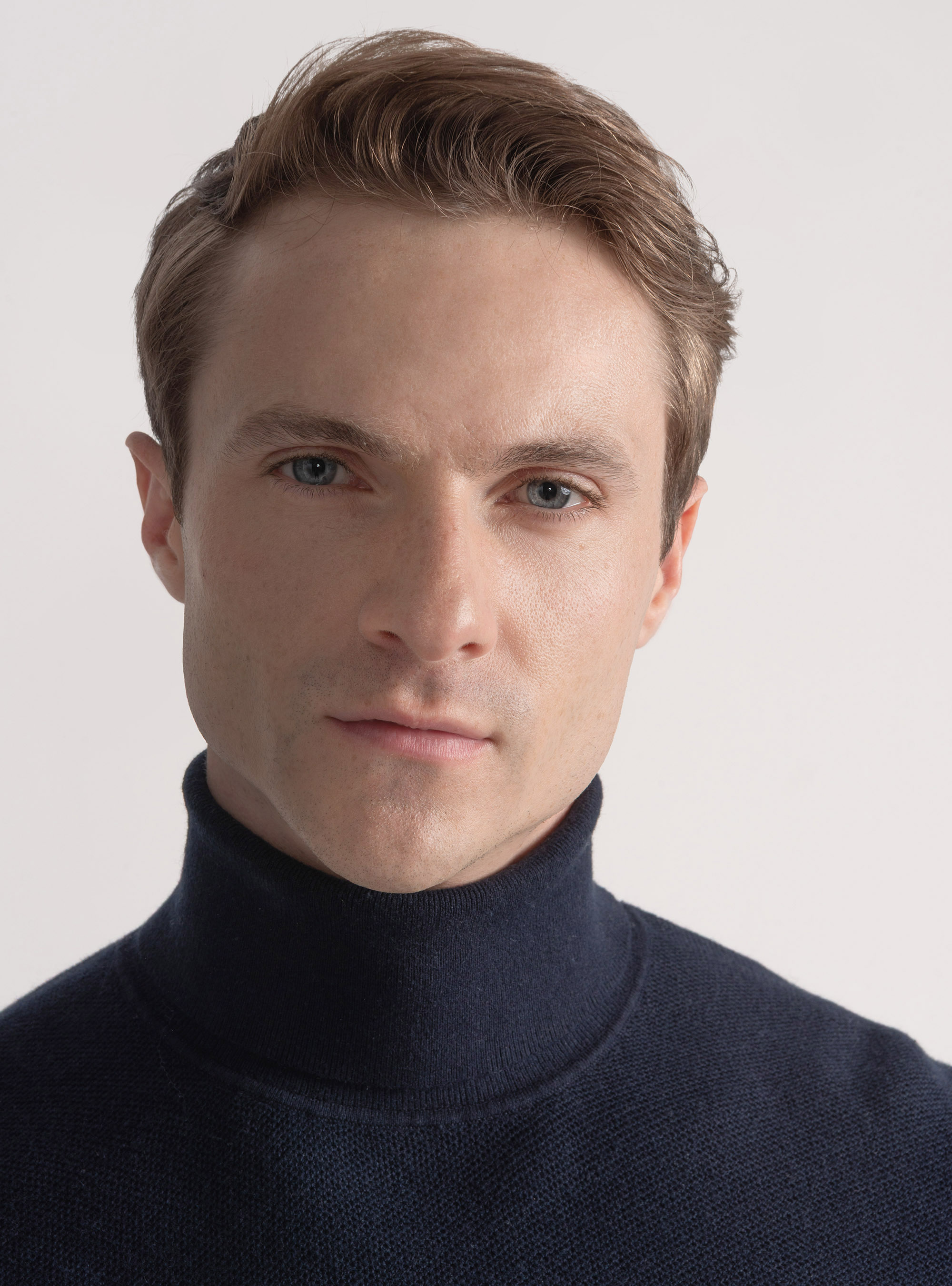Rollkragenpullover mit Wabenmuster aus Baumwollkaschmir, NAVY 0218C