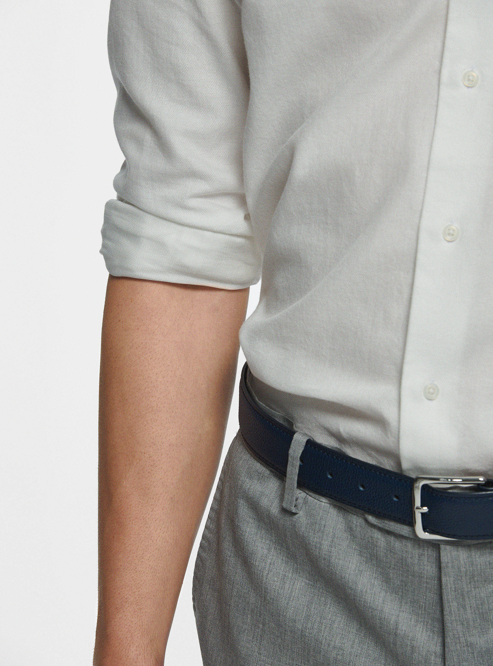 Camicia in cotone garzato, BIANCO