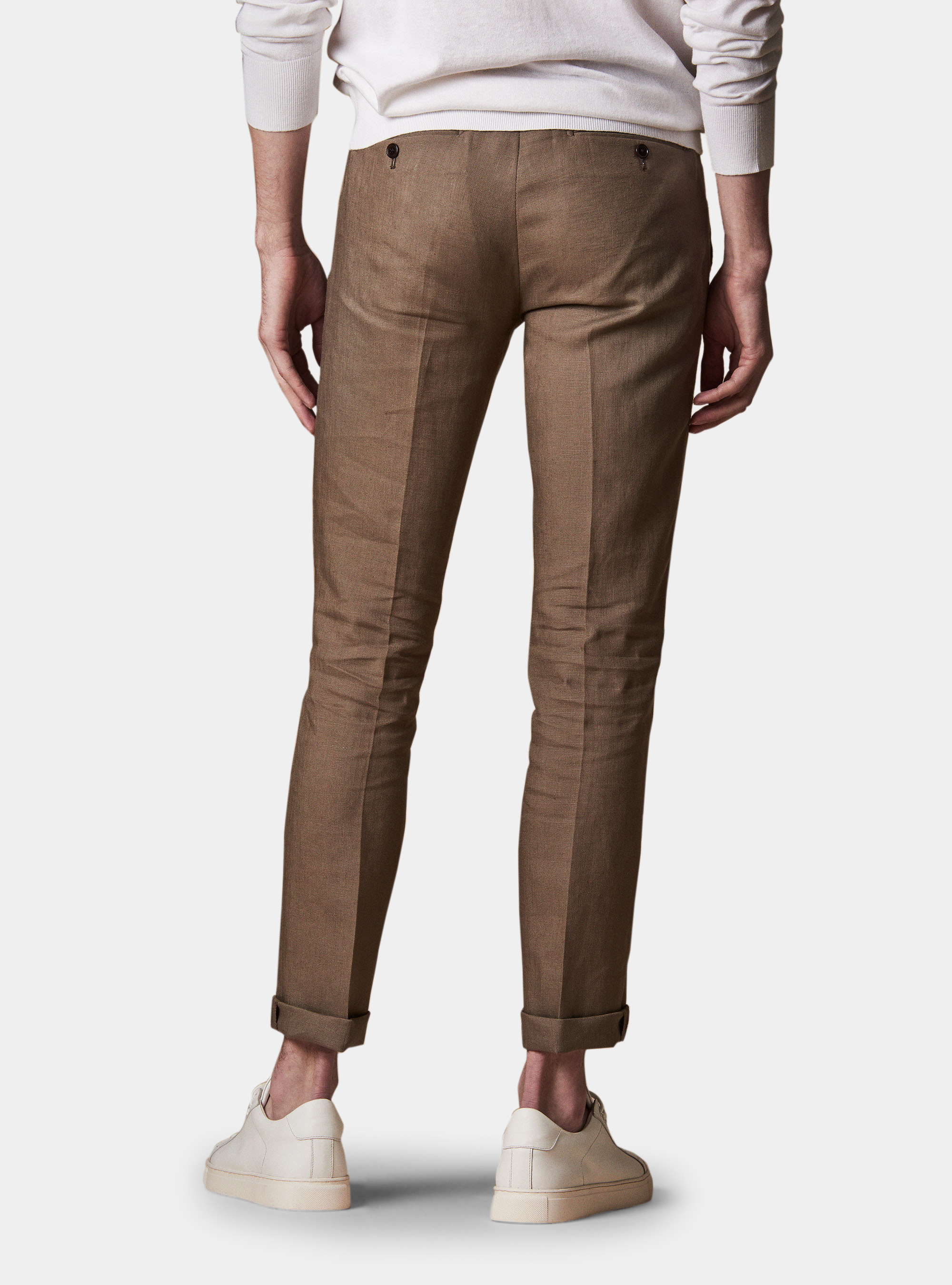 Fine twisted linen suit trousers, MUD