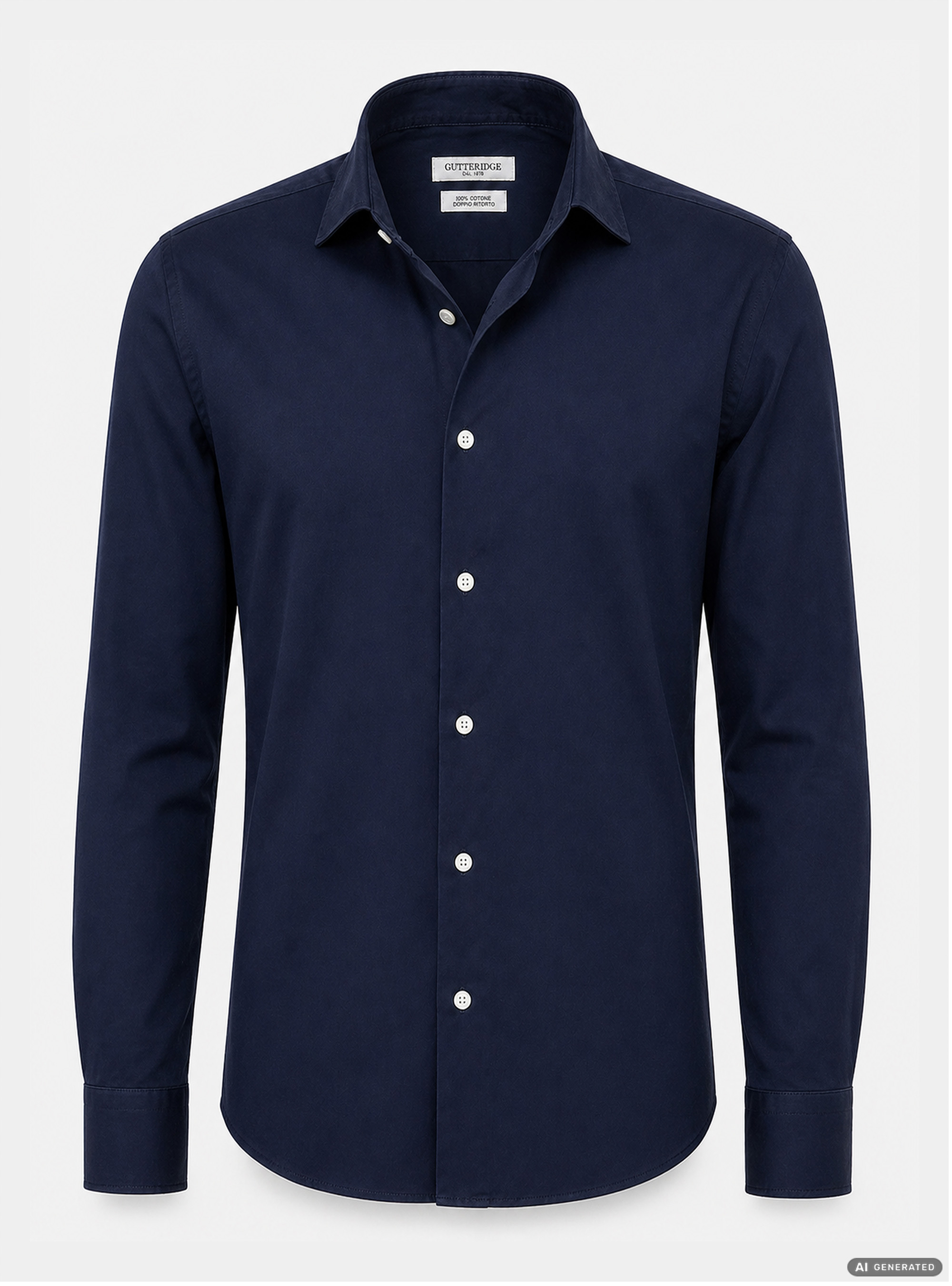 Camicia in cotone twill, BLU NAVY