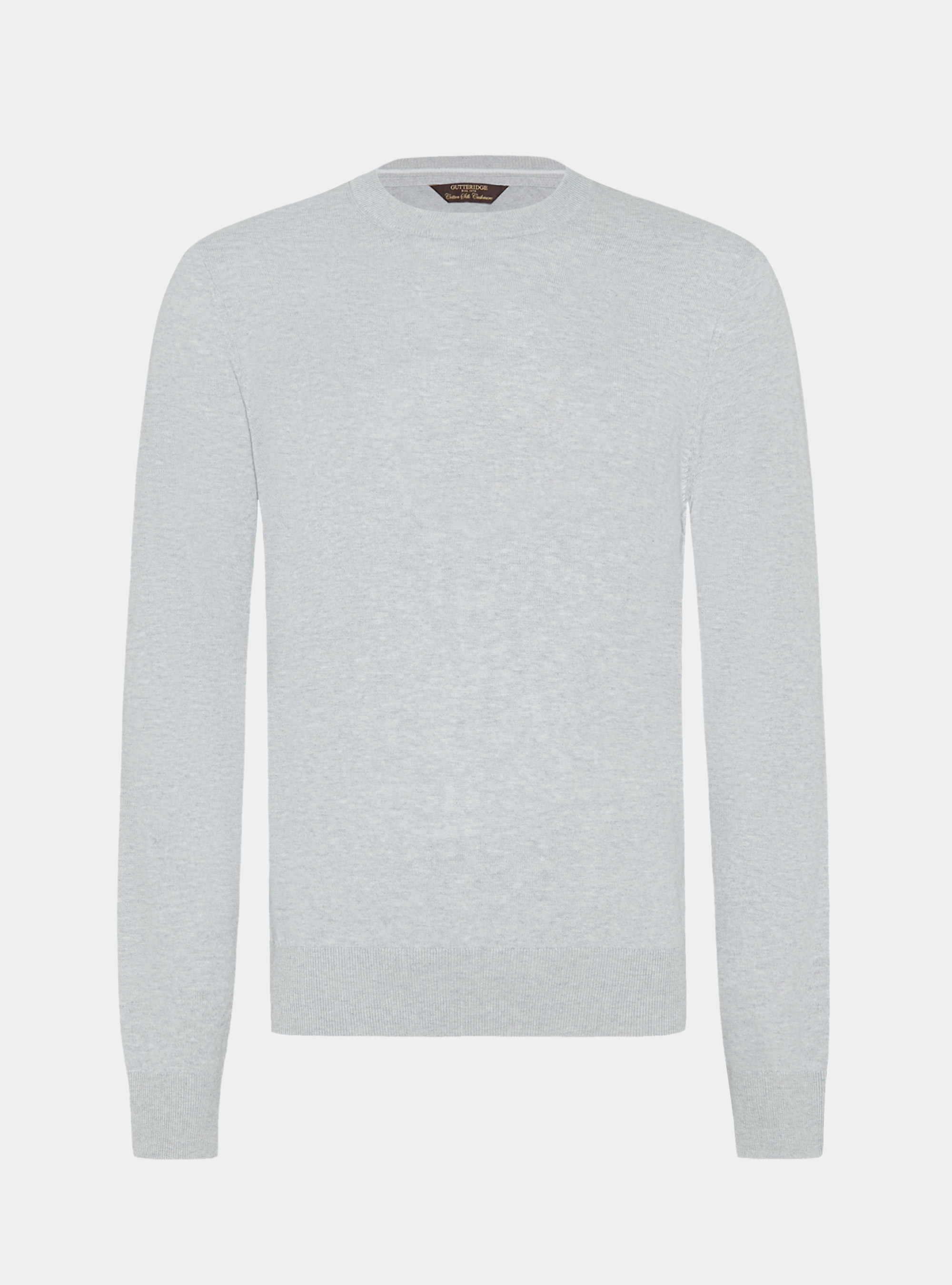 Maglia girocollo in cotone seta e cashmere, GRIGIO MELANGE 0151C