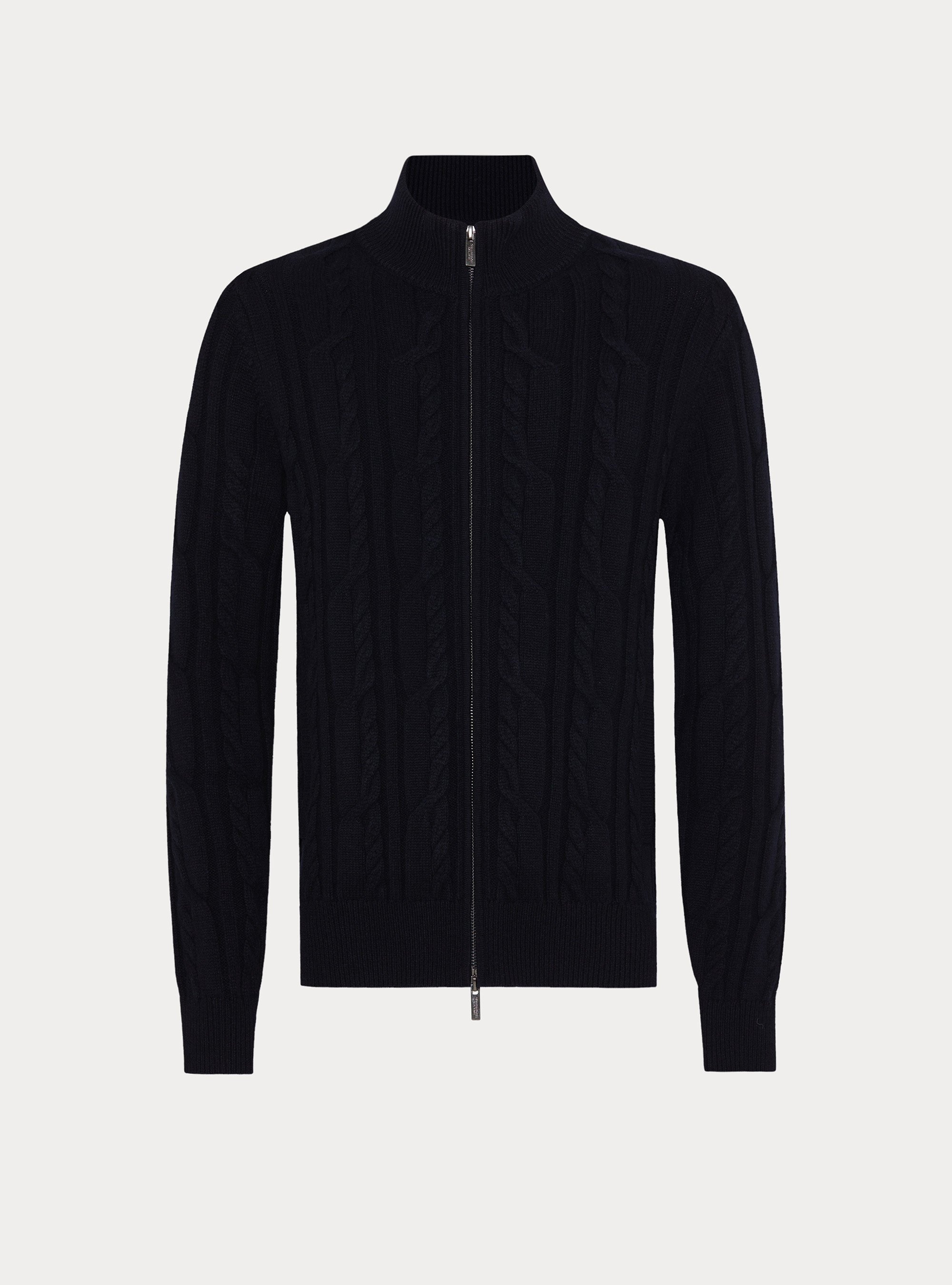 Wool and cashmere cable-knit cardigan, NAVY BLUE