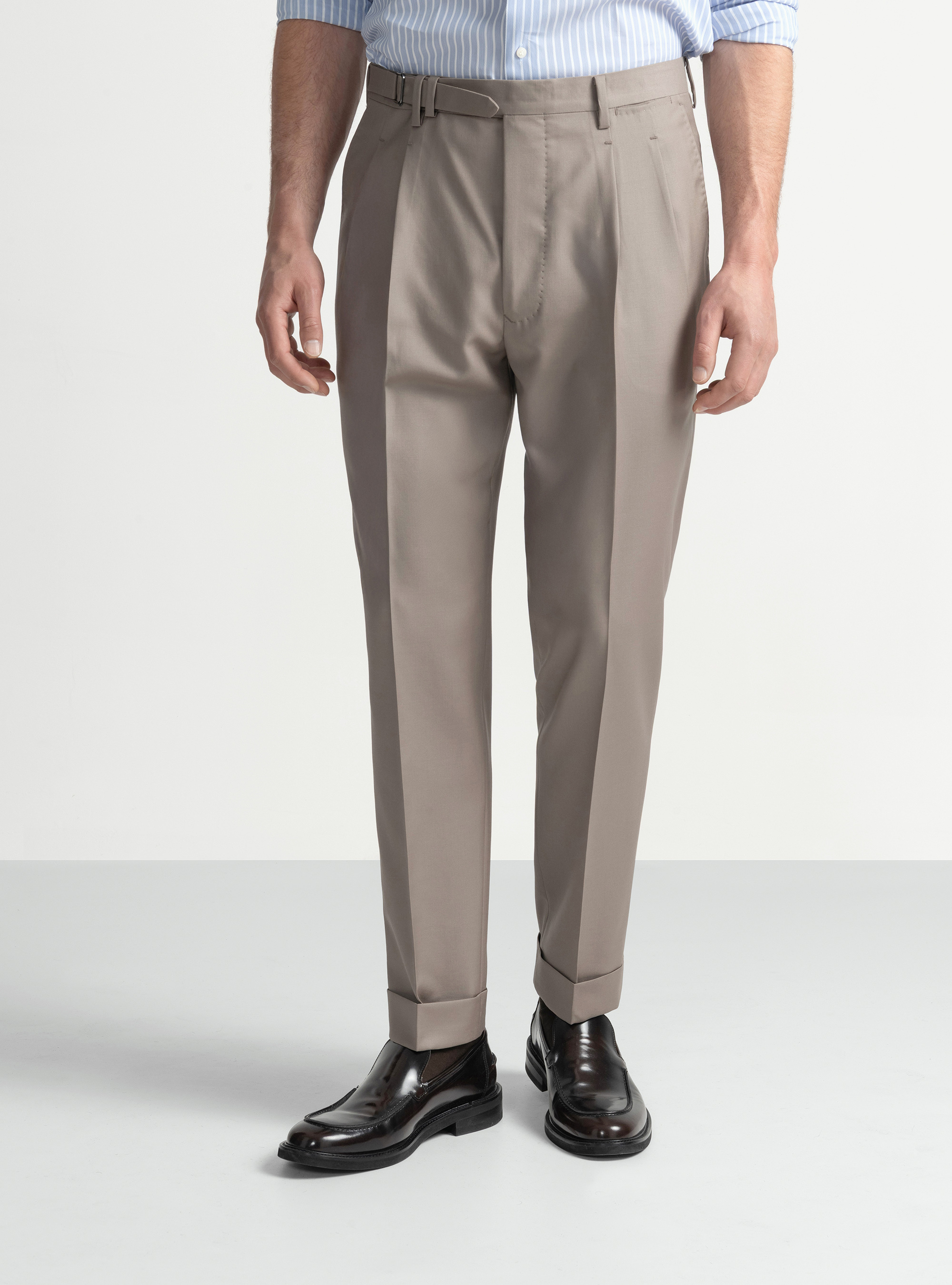 Pantal&oacute;n de pinzas de lana Vitale Barberis Canonico, BARRO