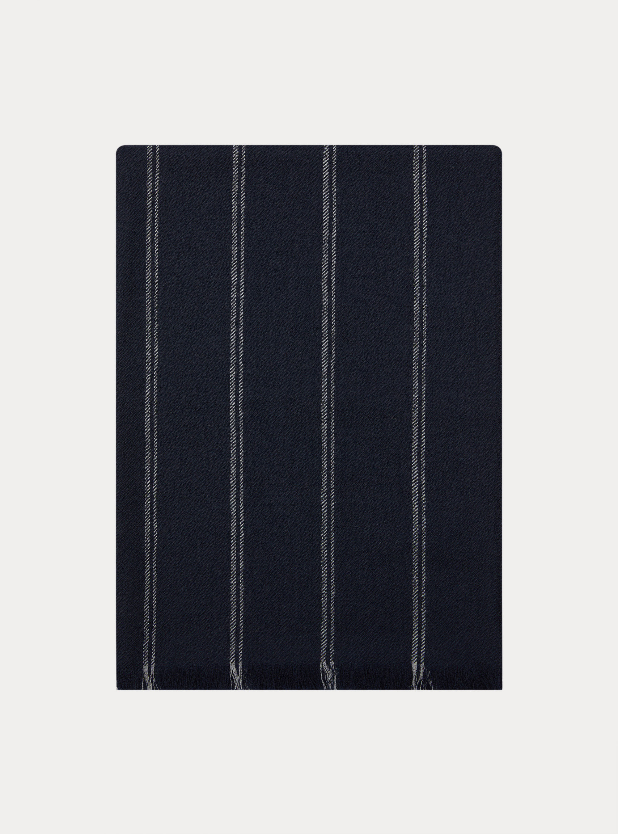 Sciarpa leggera in lana a righe, BLU NAVY/GRIGIO