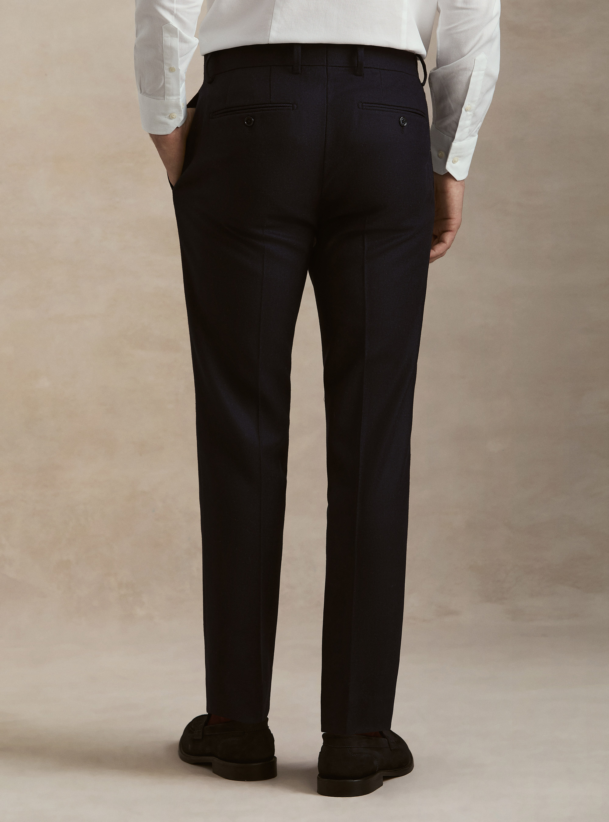Wool blend flannel trousers, NAVY BLUE