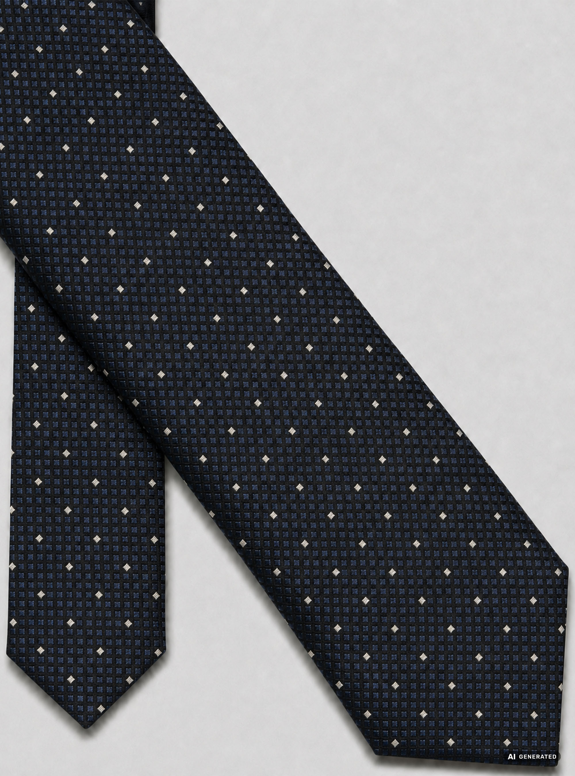 Cravatta in seta jacquard micro check e pois, BLU NAVY
