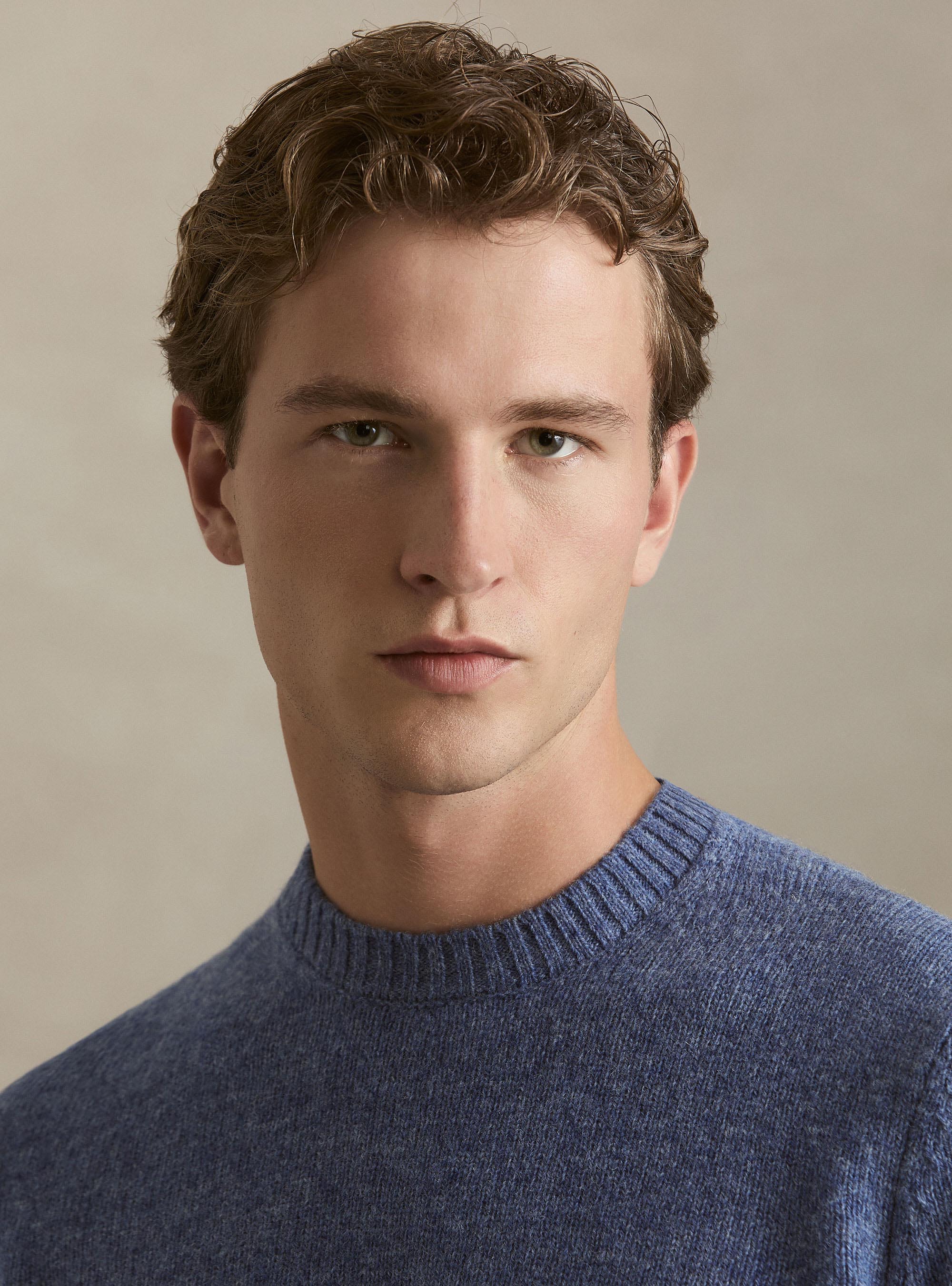 Rundhalspullover aus reiner Shetlandwolle, 0243C DENIM