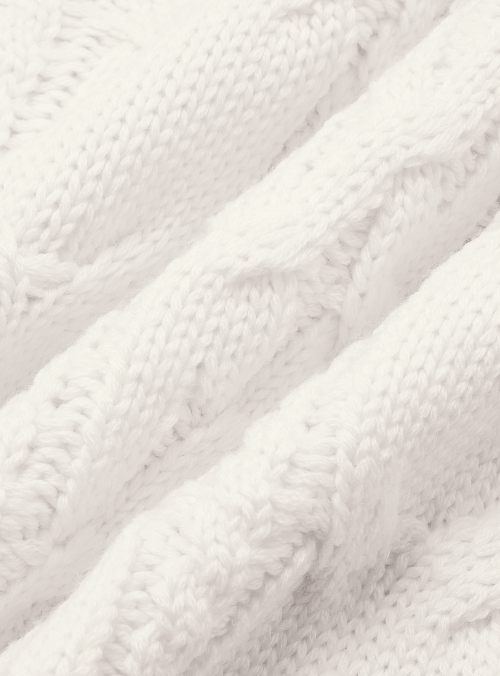 Wool-blend turtleneck sweater with braid, WHITE