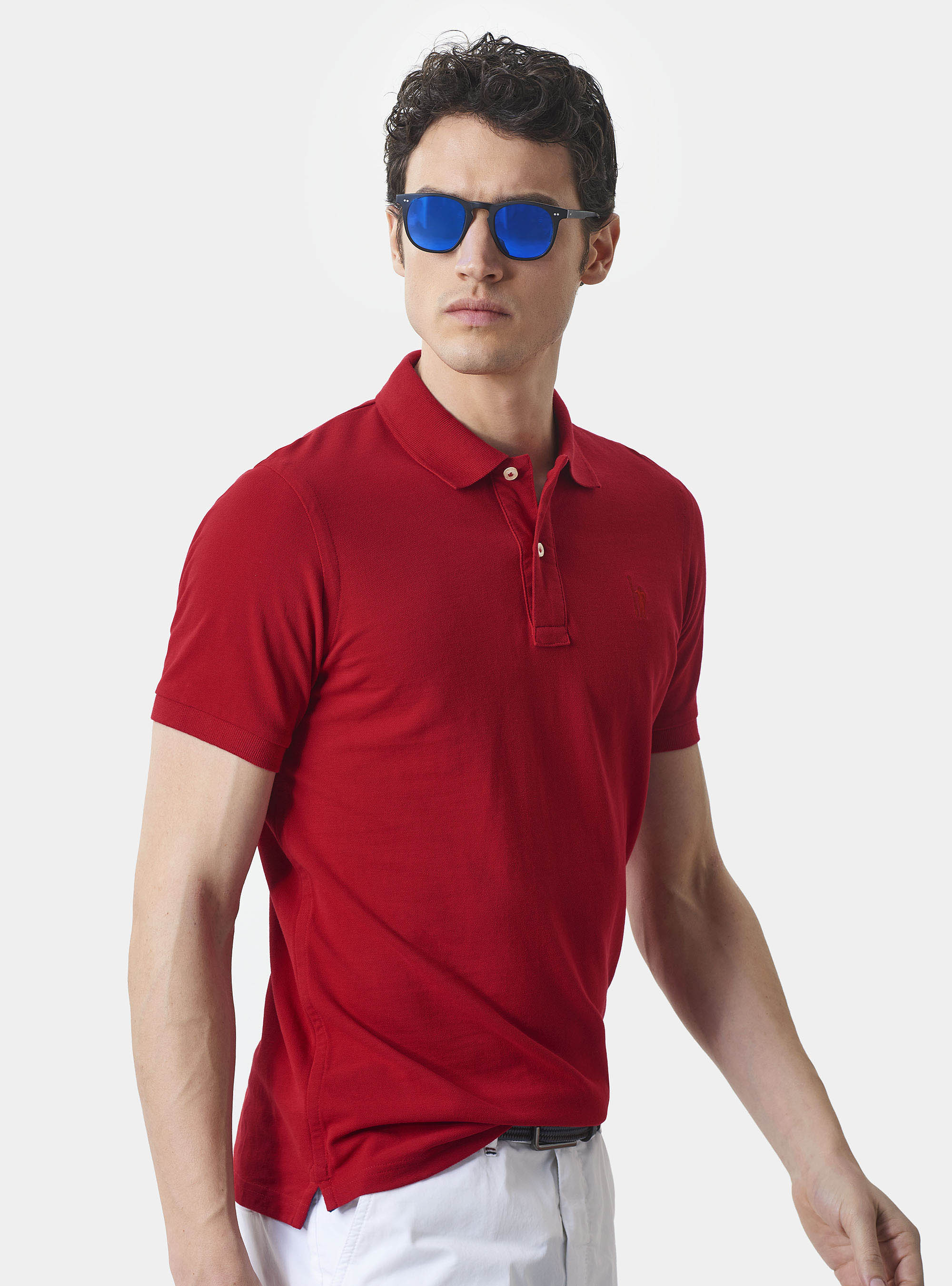 Polo classica con ricamo, ROSSO
