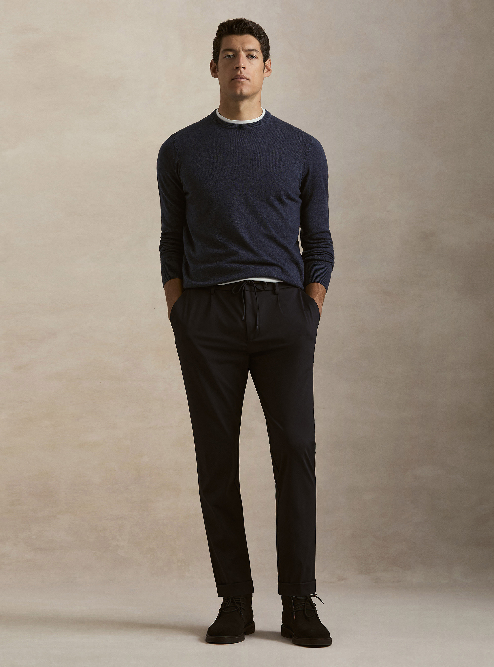 Wool and cashmere blend crewneck sweater, INK