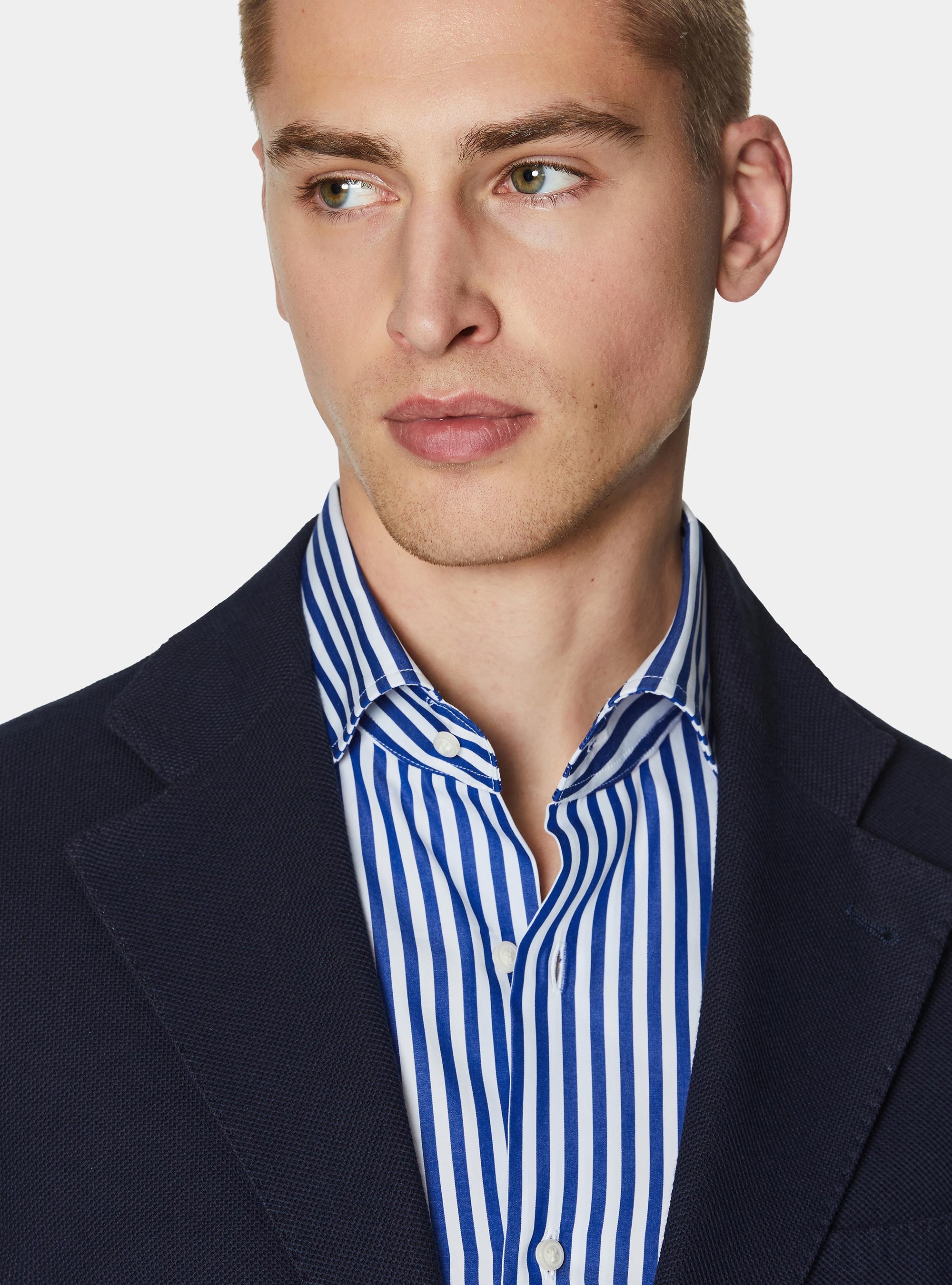 Cotton blend jersey blazer, NAVY BLUE