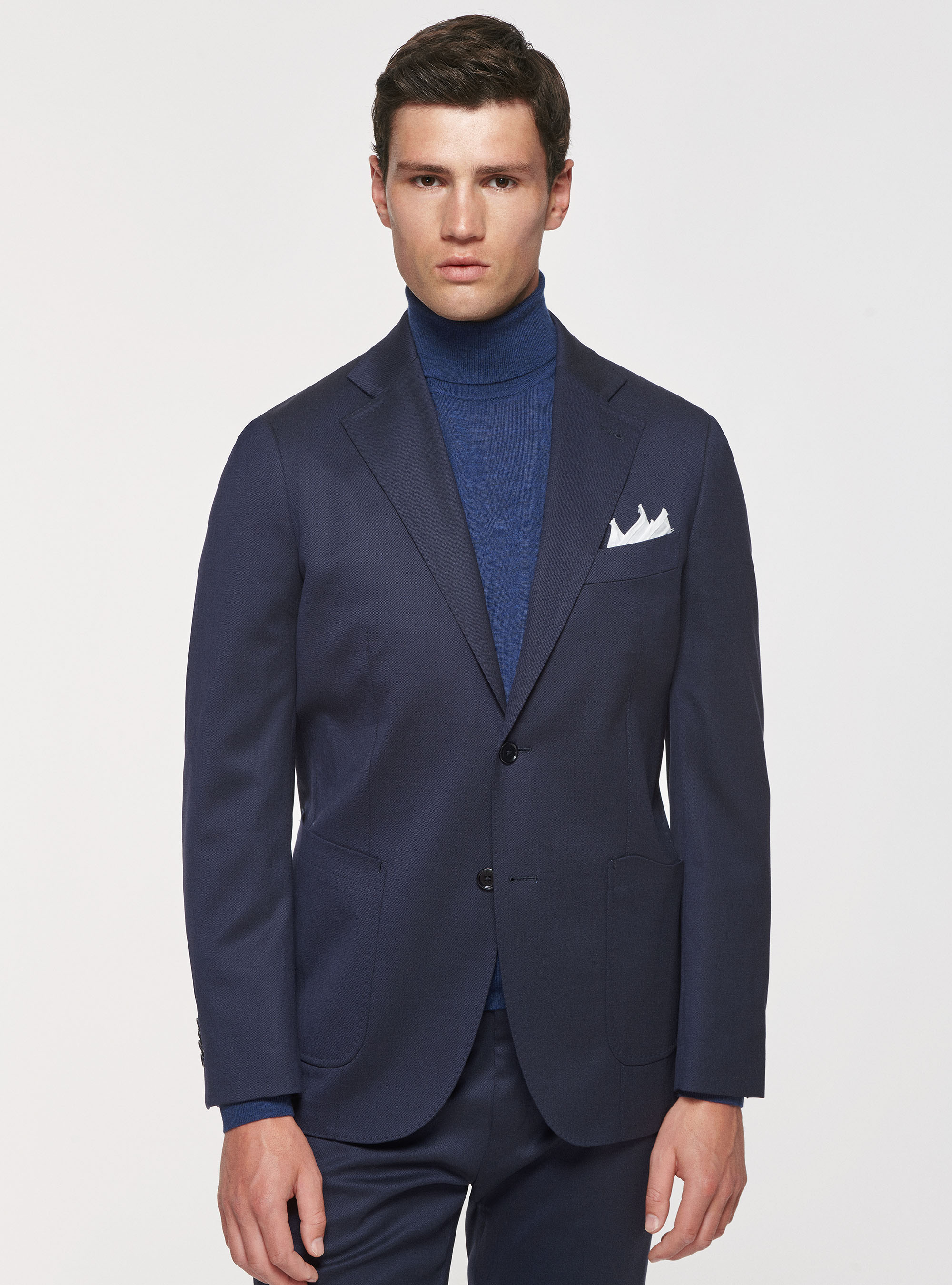 Giacca travel in pura lana stretch, BLU NAVY
