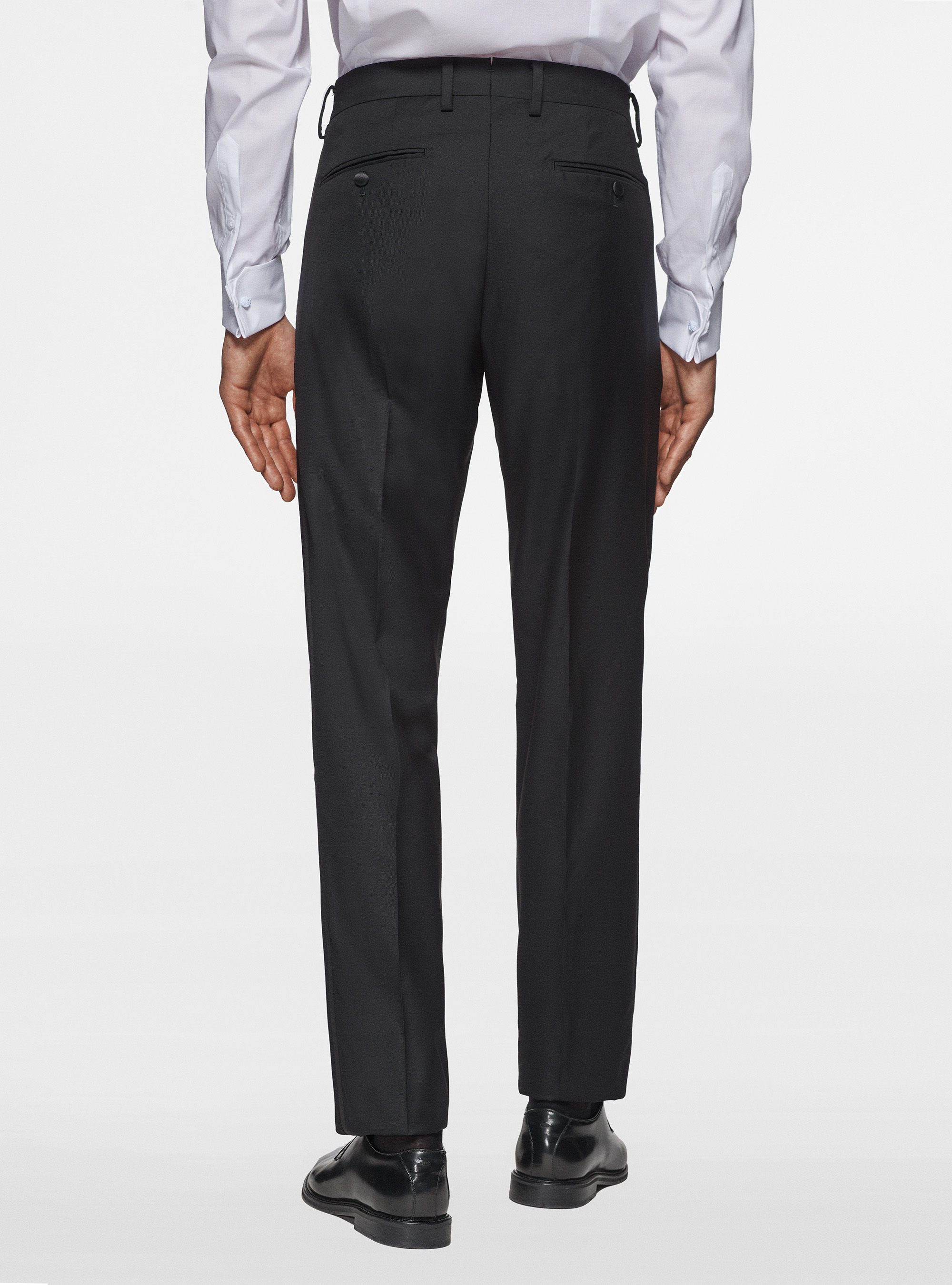 Black smoking trousers in pure wool, BLACK