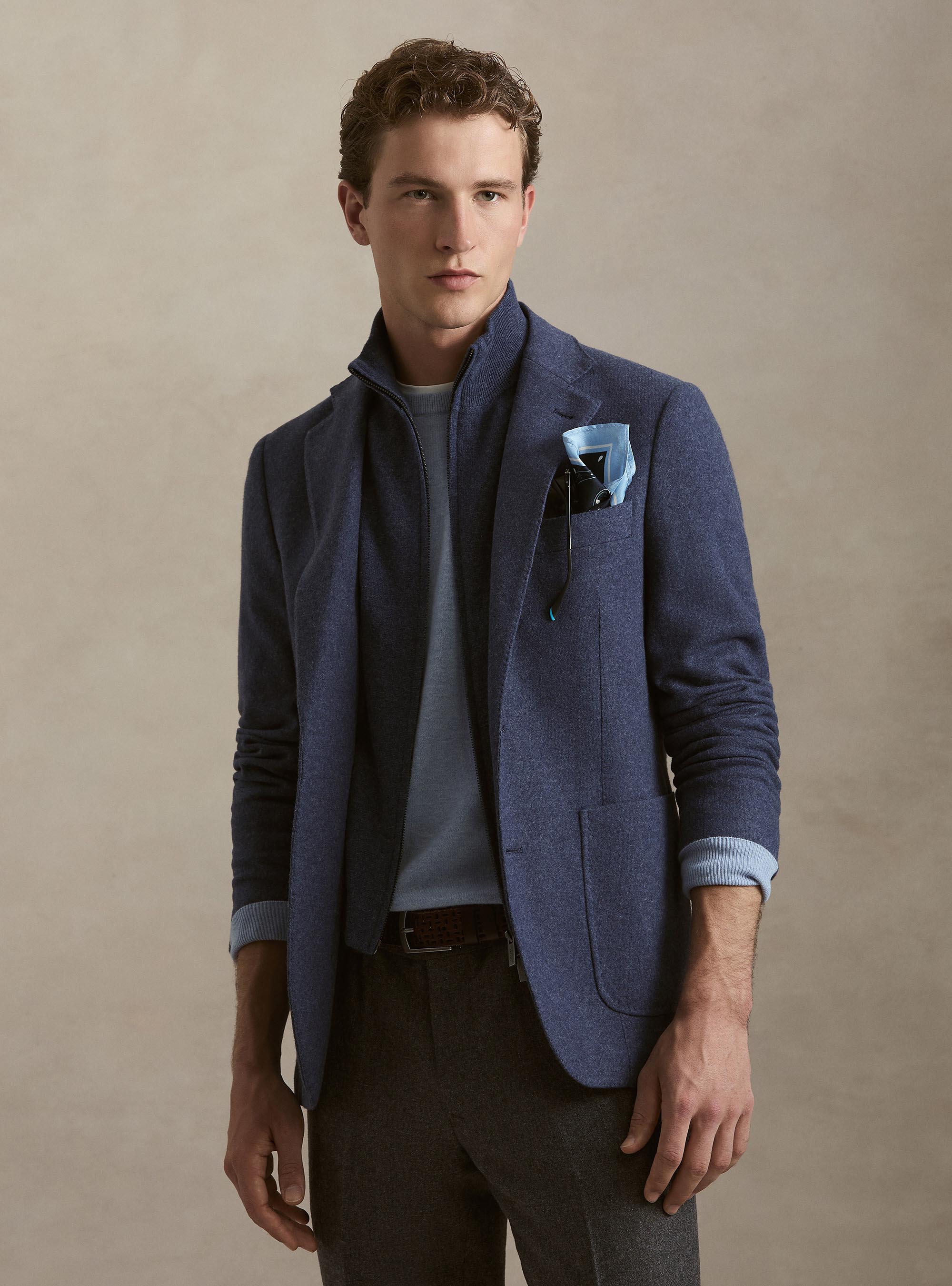 Giacca in jersey melange con pettorina, 0243C DENIM