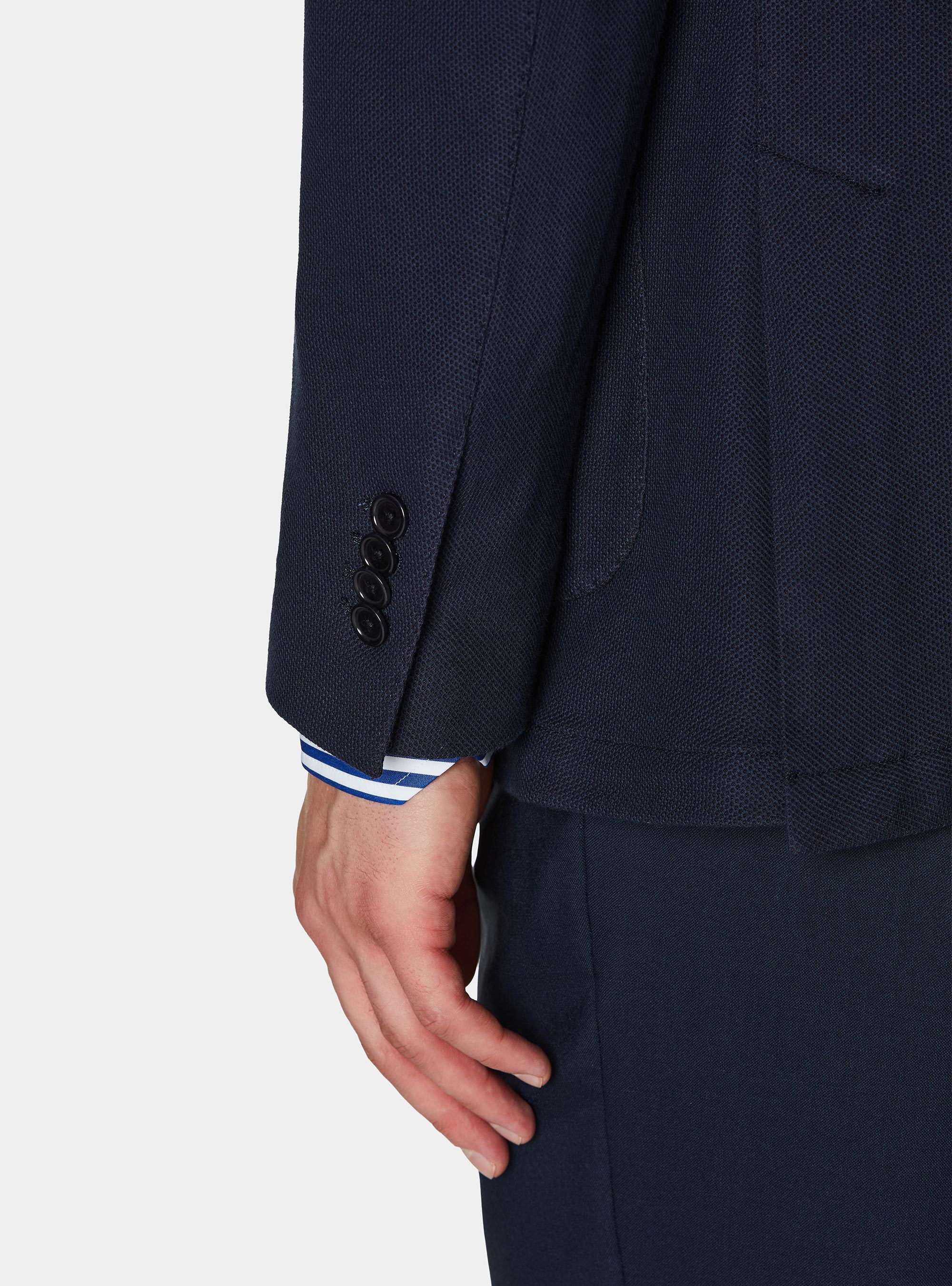 Cotton blend jersey blazer, NAVY BLUE